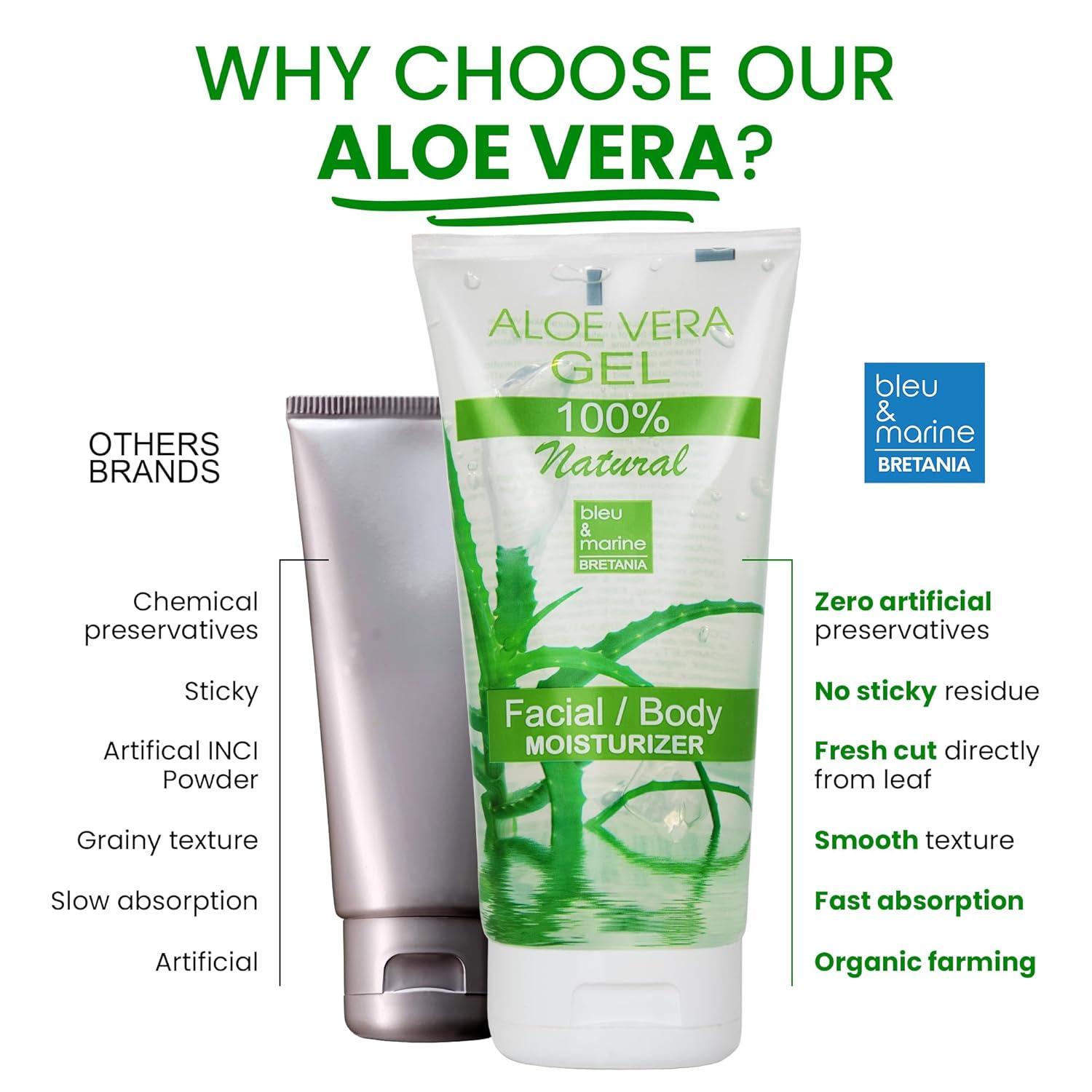Bleumarine Bretania Aloe Vera Gel 3x200ml | Intensive Skin & Hair  Moisturizer | 100% Natural | Soothing Cooling Effect | Best for Dry Skin &  Scalp