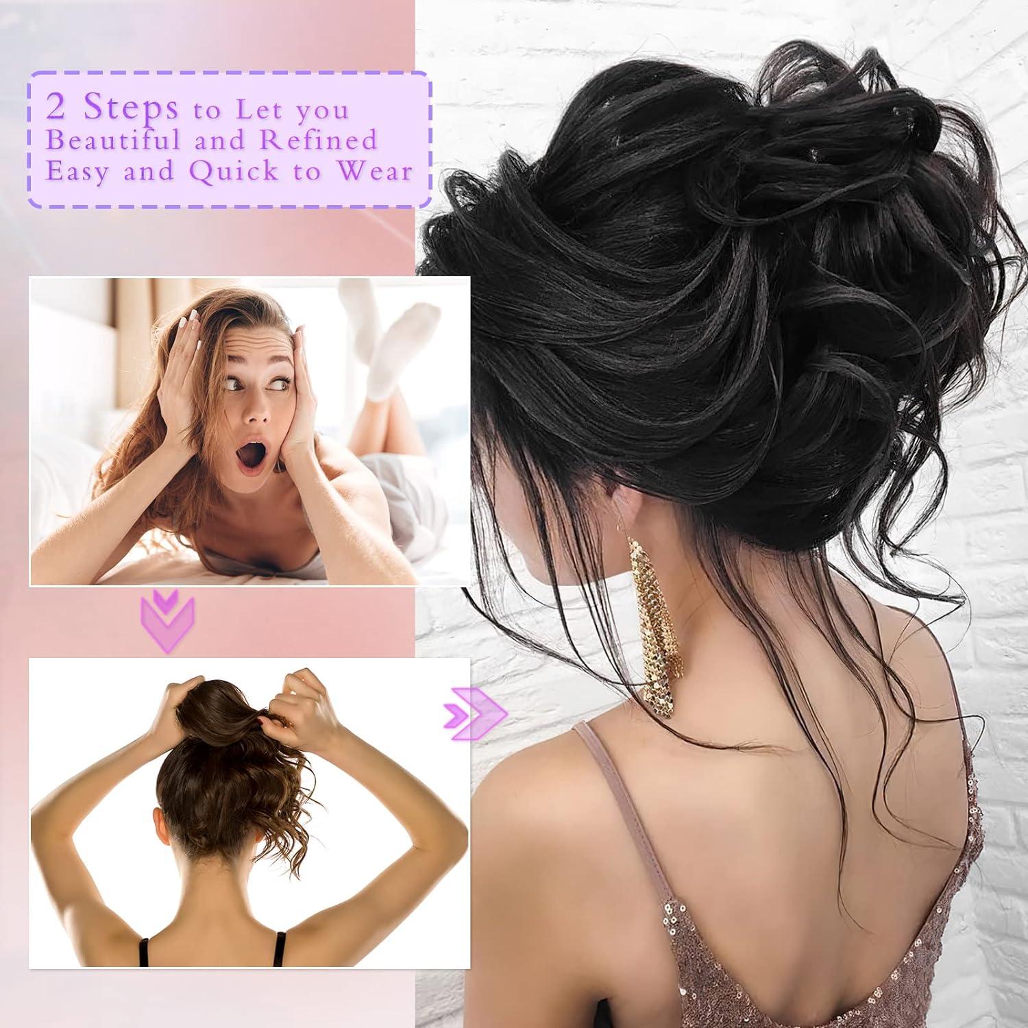 Voluminous Wavy Messy Bun Hairpiece with Hair Rope and Hairpin