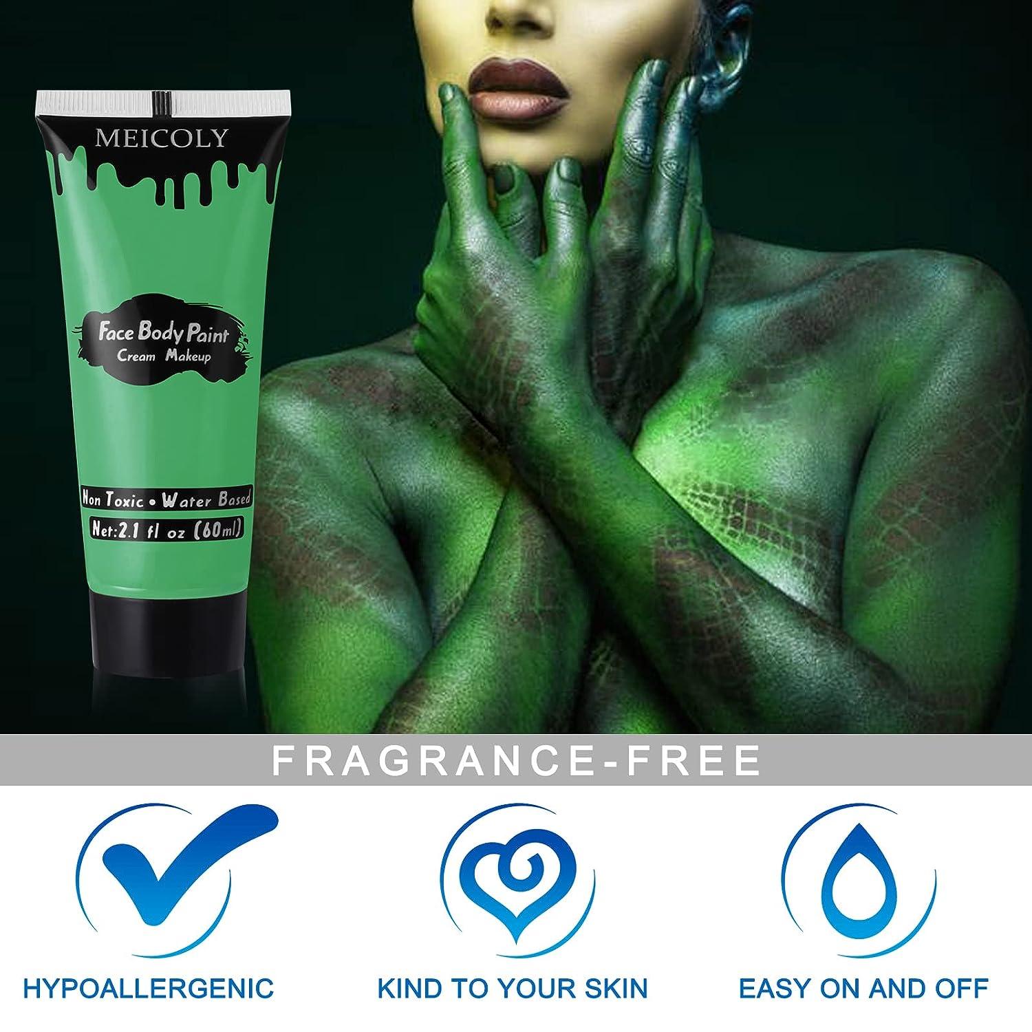 MEICOLY Green Cream Face Body Paint, Christmas Grinch Face Paint, Body Paint  for Adults and Children,Camouflage Hunting Hulk Face Paint,Halloween SFX  Gamora Witch Makeup,Green