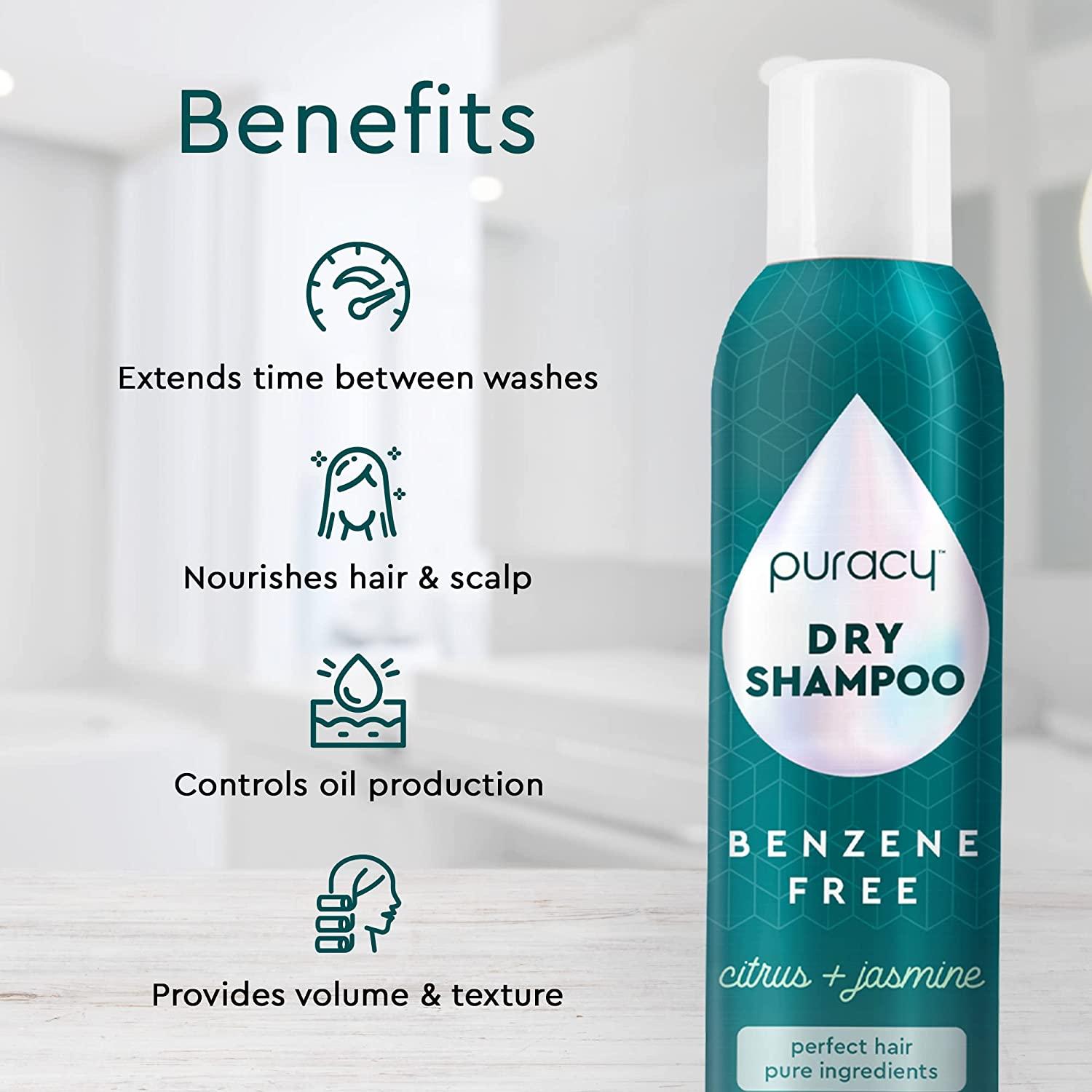 Puracy Dry Shampoo Perfect Hair, Pure Ingredients Benzene Free 3in1