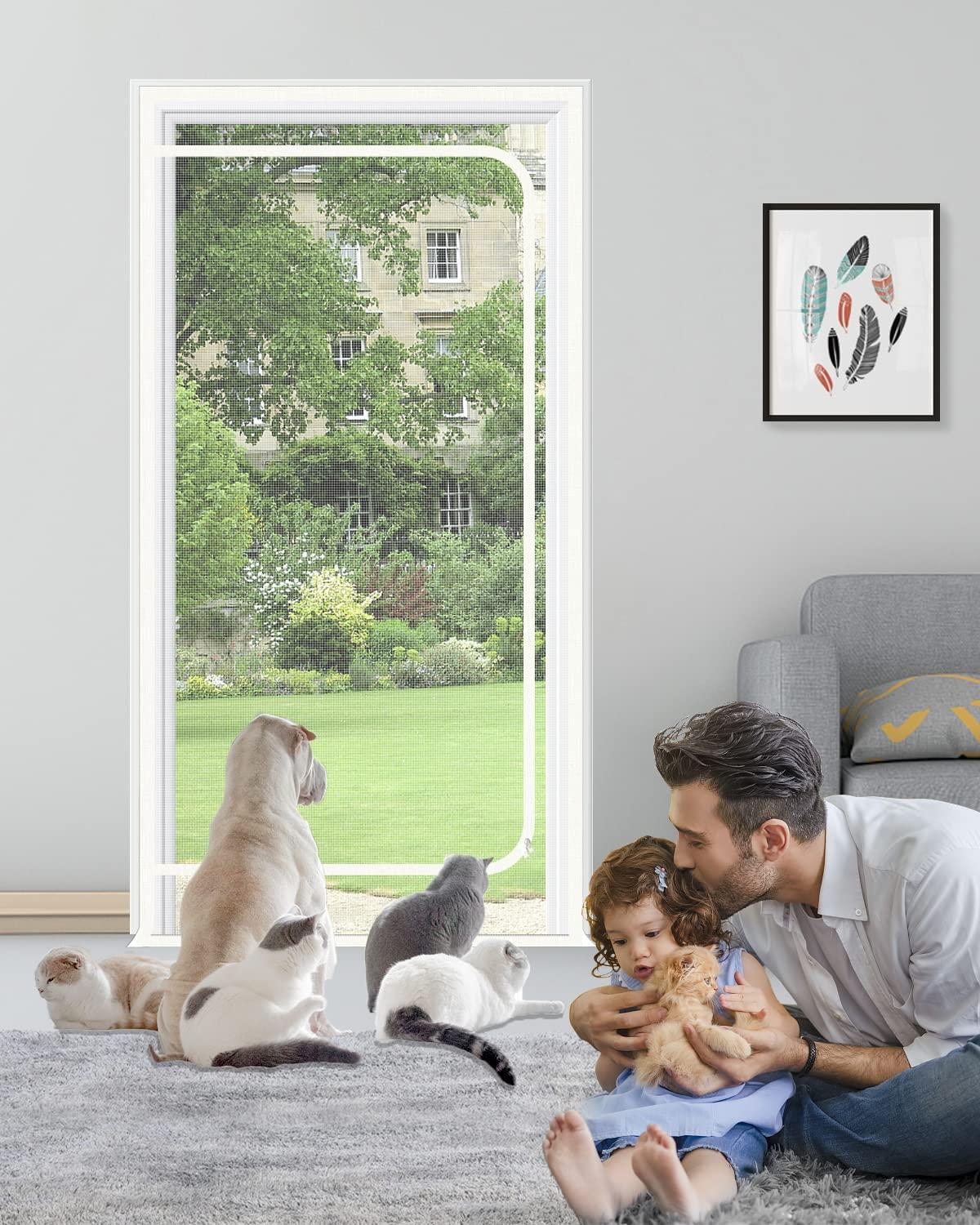 SHRRL Reinforced Cat Screen Door , Heavy Duty Cat Door with Zipper