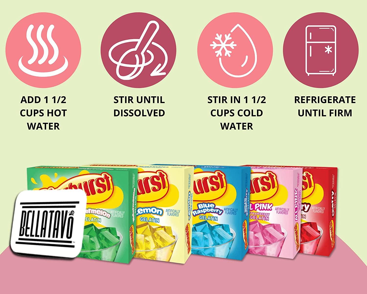 Jello Shot Bundle with Starburst Gelatin. Includes 5 Boxes of Starburst