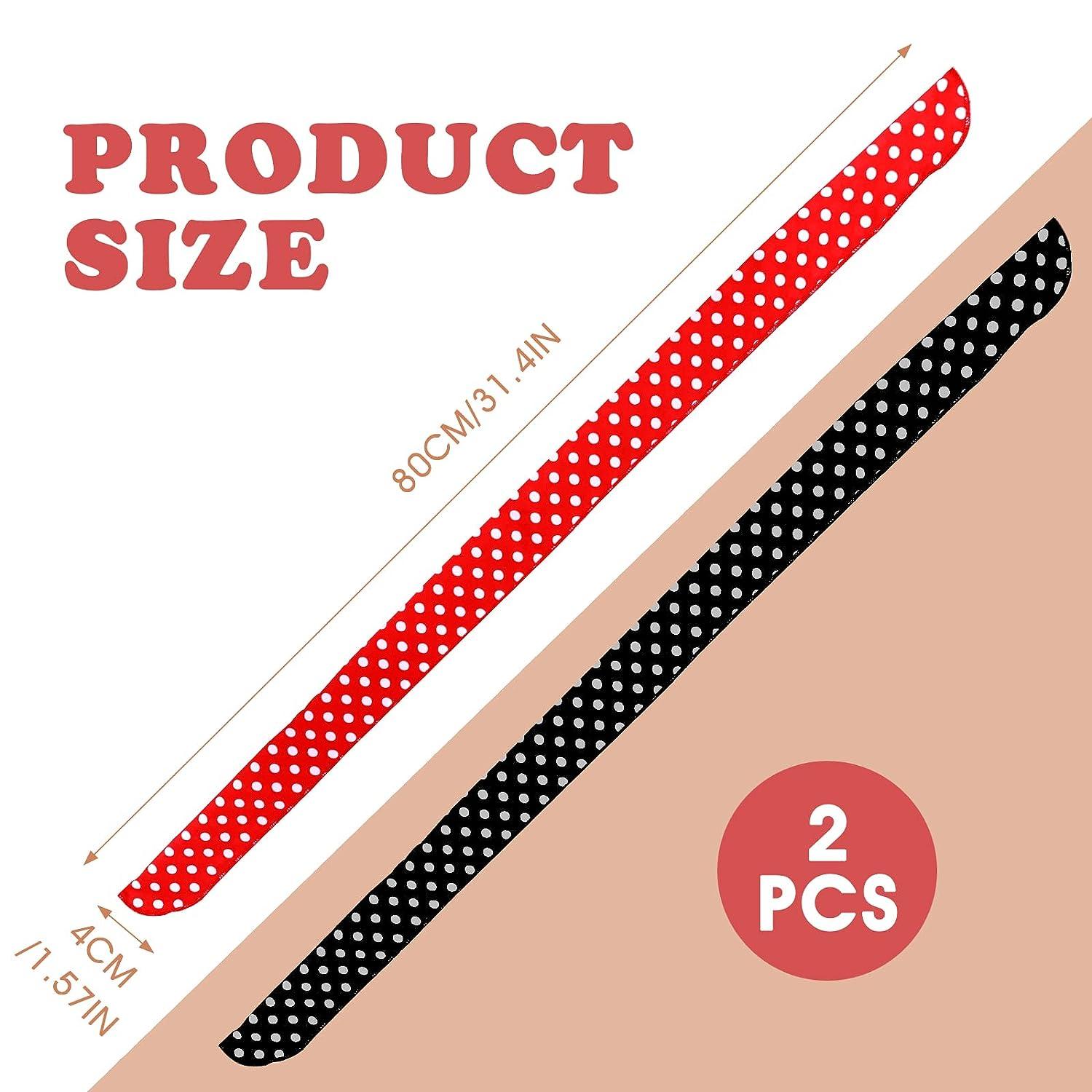 2 Pcs Retro Polka Dot Head Scarves – 1940s Land Girl Style Bow Headbands For Women, Red & Black Boho Vintage Accessory