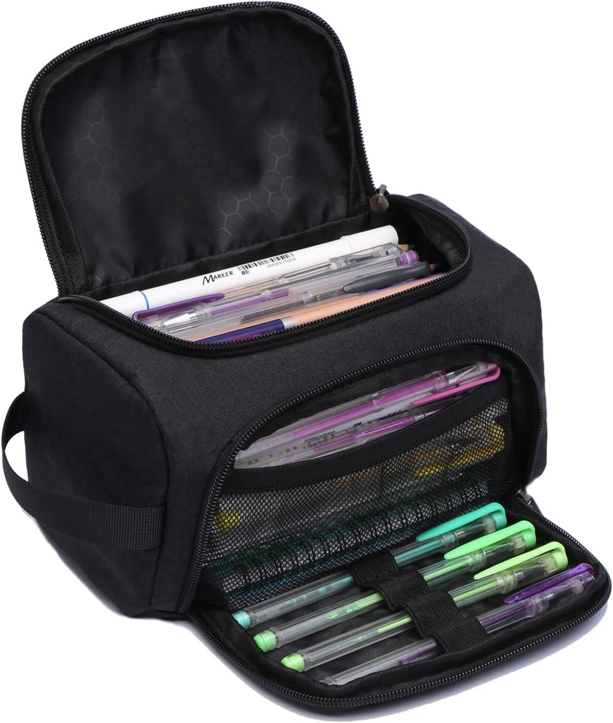 Pencil Case Big Capacity Pen Marker Holder Pouch Box Makeup Bag Oxford  Cloth Large Storage Stationery Organizer with Zipper for School Office -  Gray