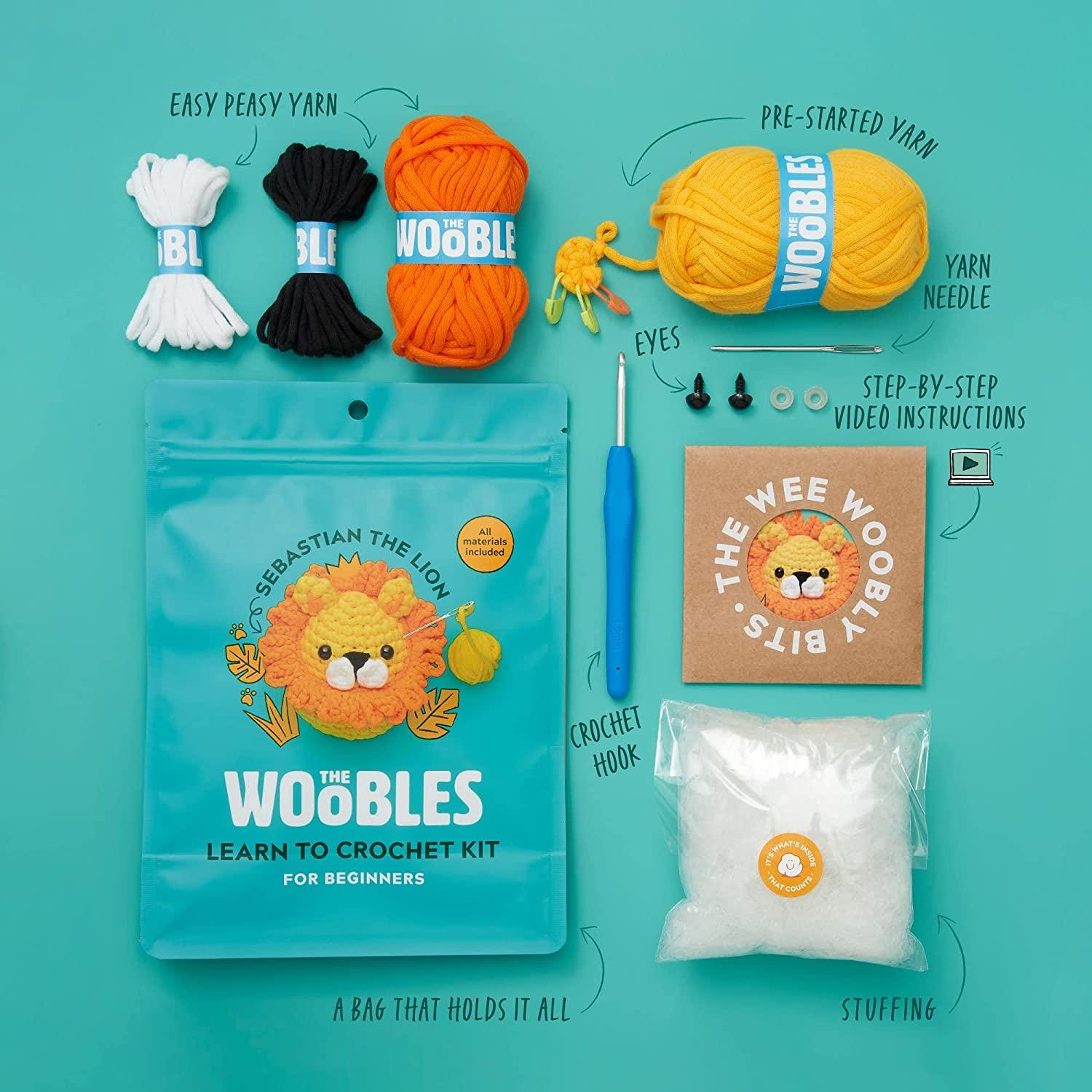 The Woobles Beginners Crochet Kit with Easy Peasy Yarn, Crochet Kit for