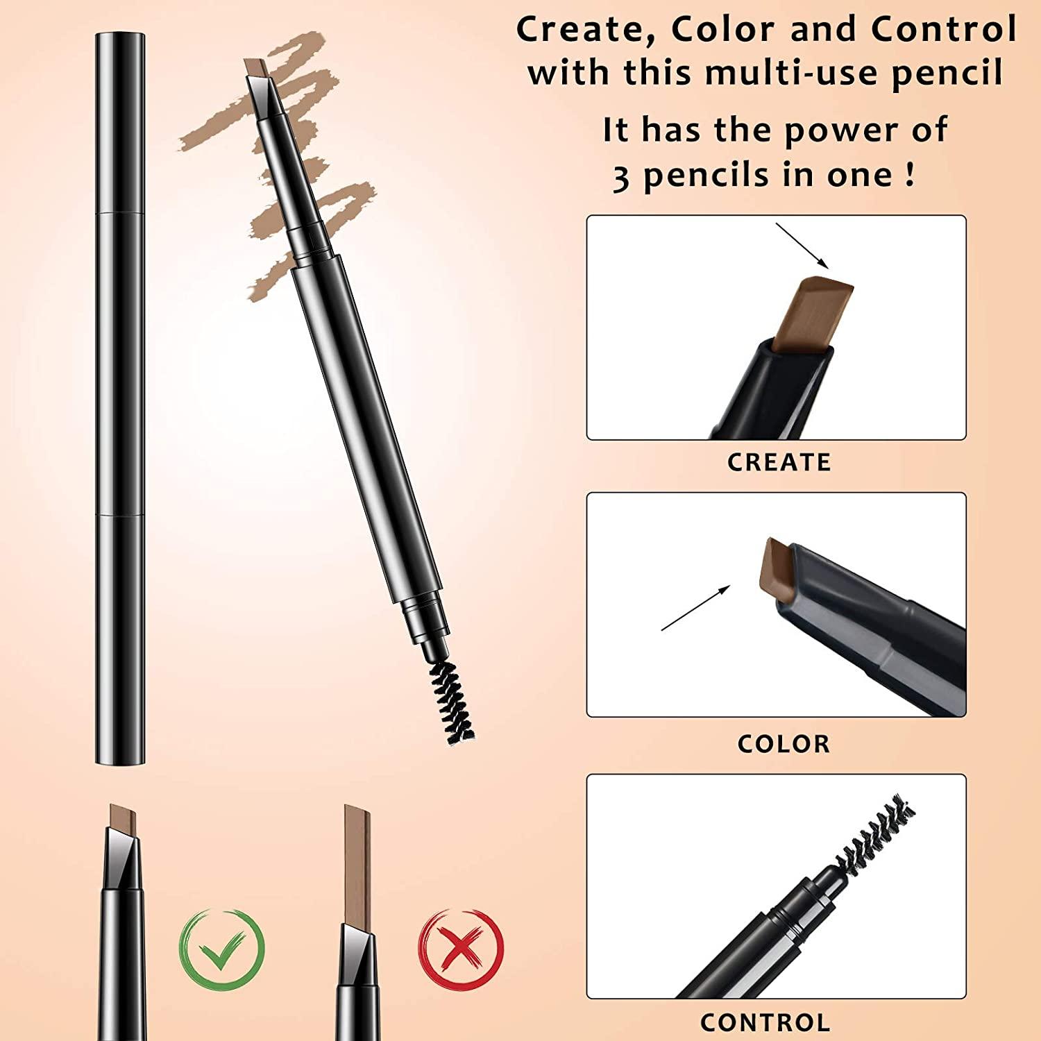2 Pieces Eyebrow Pencil Long Lasting Eyebrow Pencil with Brush