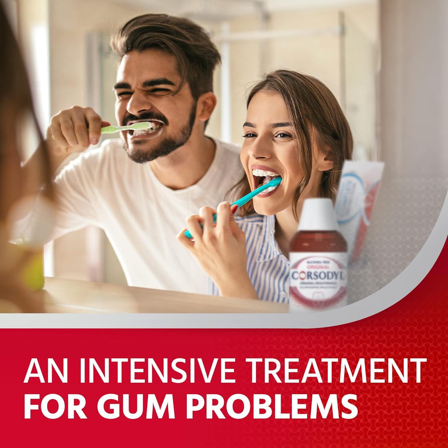 Corsodyl Gum Disease & Bleeding Gum Treatment Antibacterial Mouthwash Original Alcohol Free 300