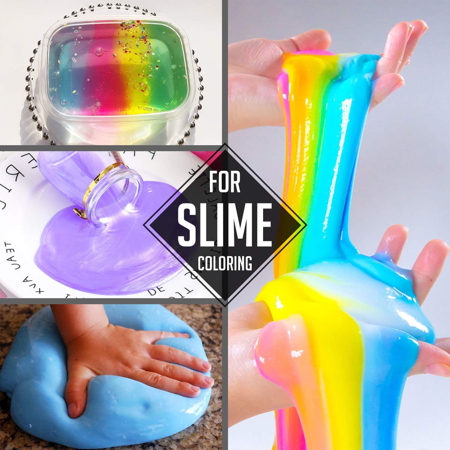My Slime 12 Color Premium Slime Coloring Set, Large 20 ml Bottles -  Non-Toxic Dyes, Works in White & Clear Slime Making Glues, Soaps - Color  Mixing Wheel - Red, Tango Mango