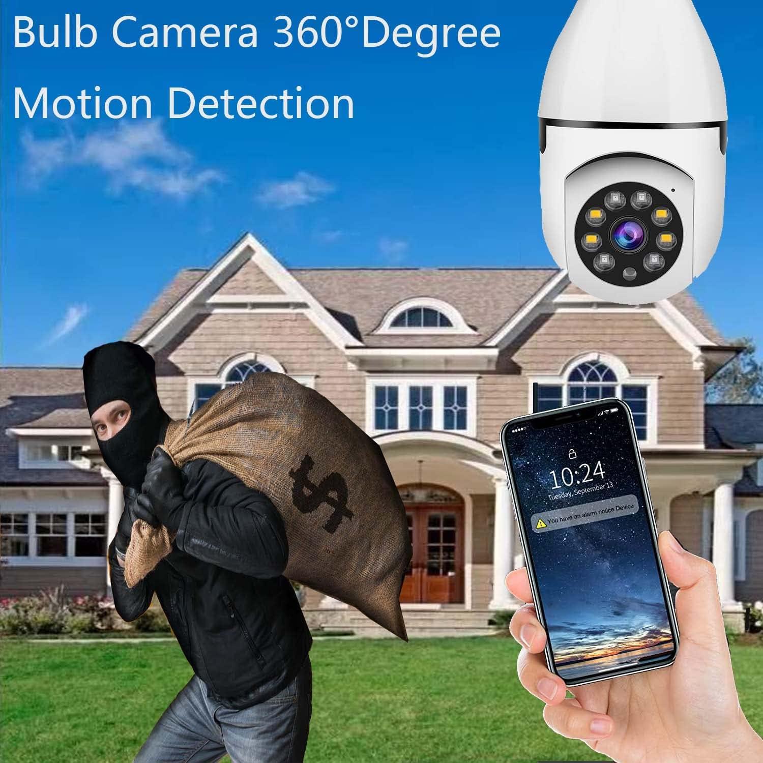 Light Bulb Camera,360 Light Bulb Security Camera,2.4GHz Smart