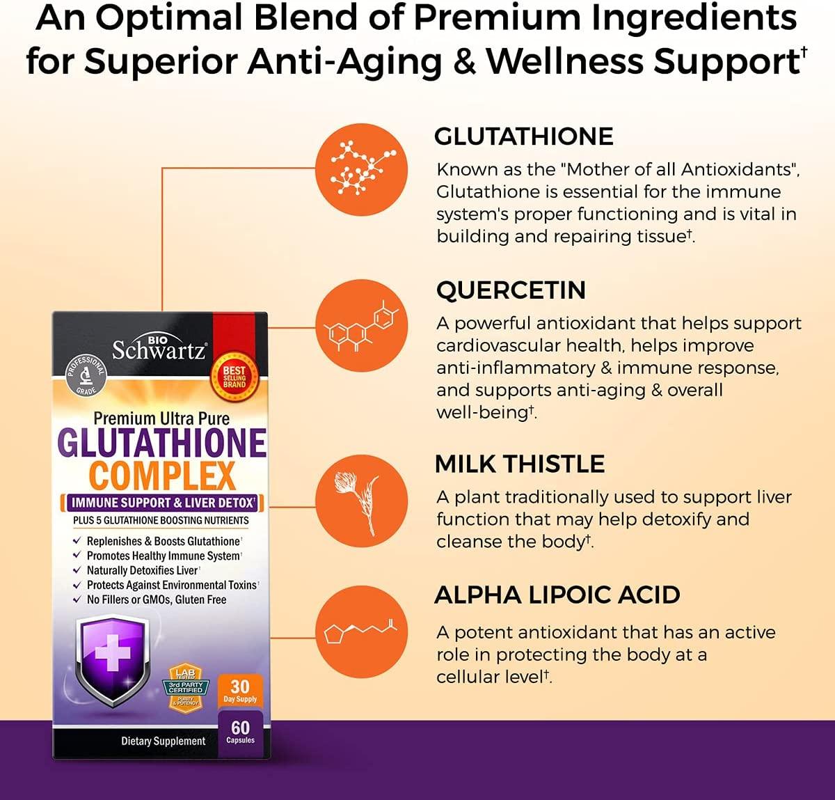 Glutathione Liver Detox Supplement with Quercetin, Vitamin C, Milk