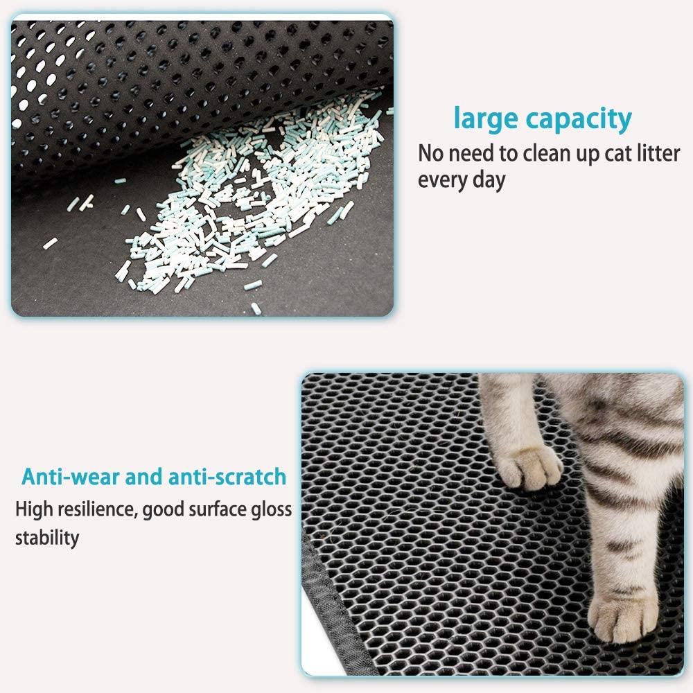 kaxionage Cat Litter Mat, Litter Box Mat,Honeycomb Double Layer Trapping Litter  Mat Design,Waterproof Urine Proof Kitty Litter Mat,Easy Clean Scatter  Control 15 X 24 1Pack Grey