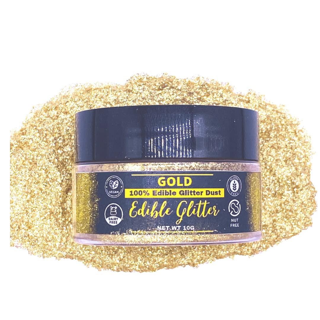 BULK-10G Edible glitter for drinks, Edible gold dust for cake decorating,  gold luster dust edible for cakes, edible gold, Edible Cake Decorations  100% Food Safe, Vegan, Dairy-Free.