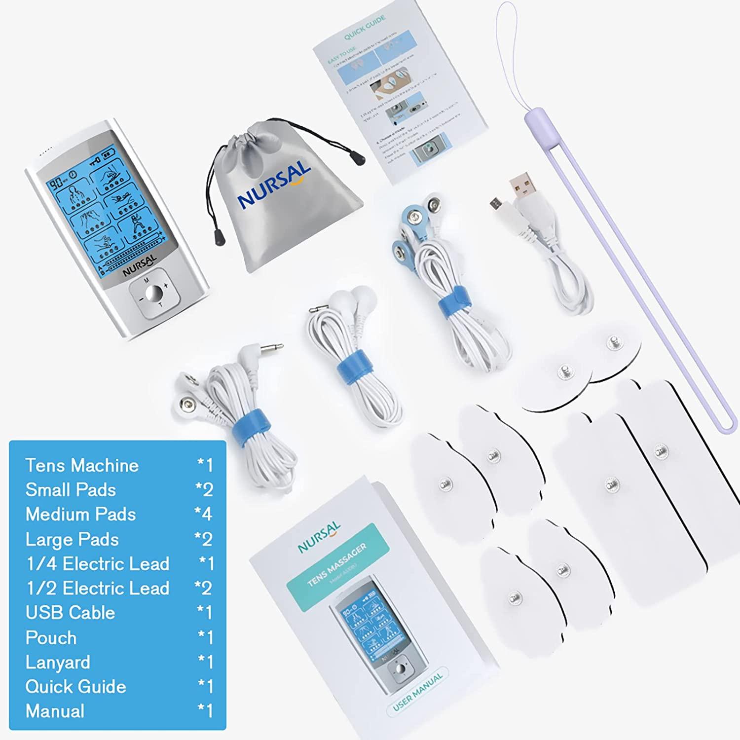 NURSAL TENS Unit Muscle Stimulator Machine for Pain Relief Therapy,  Electric Stim Massager for Back, Neck, Muscle Pain Relief Product ( FSA or  HSA Eligible)