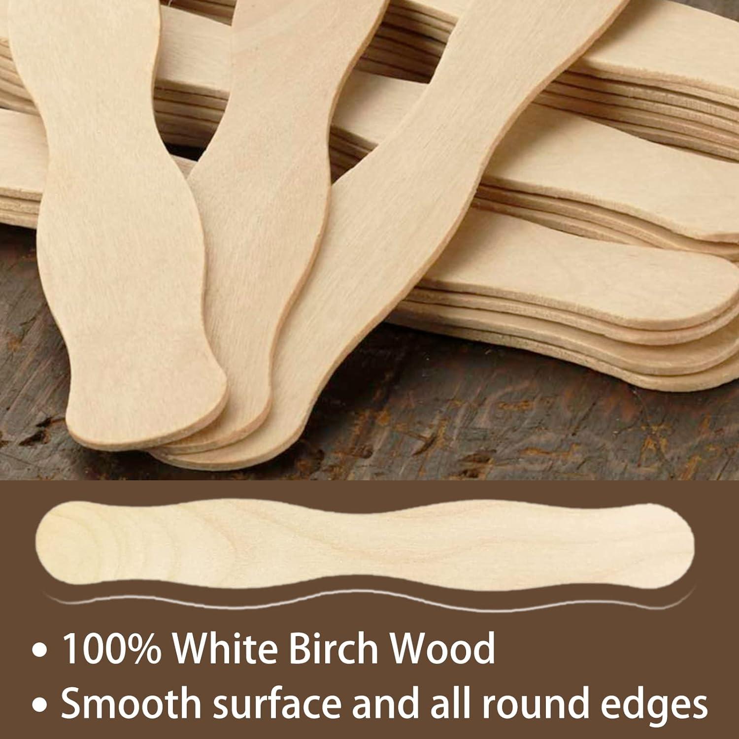 WISYOK 8 inch Craft Sticks 50 Pack Wood Wavy Sticks Fan Handles