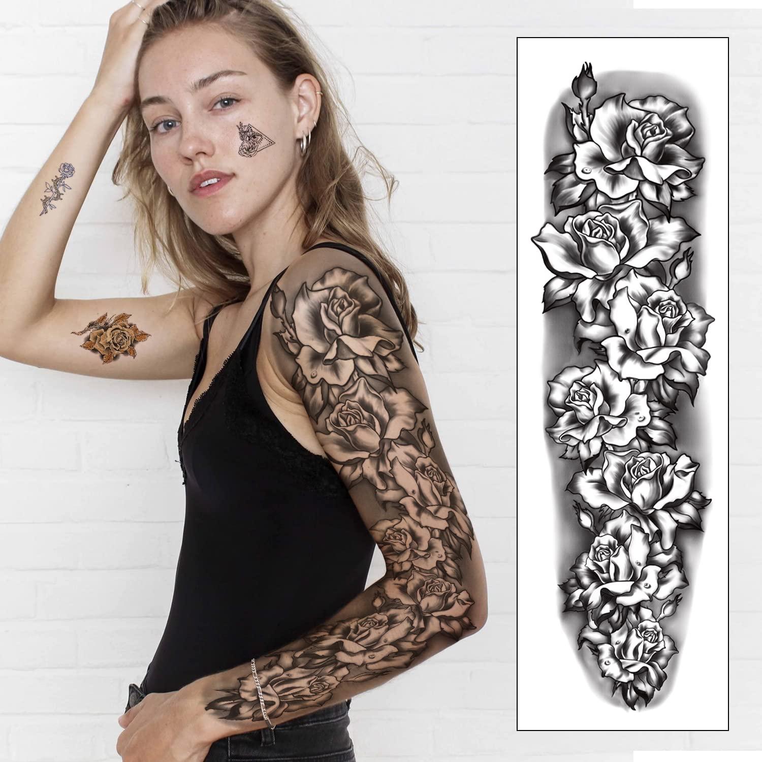 Soovsy 46 Sheets Full Arm Temporary Tattoos For Women Adults 3d Extra Large Realistic Tattoos