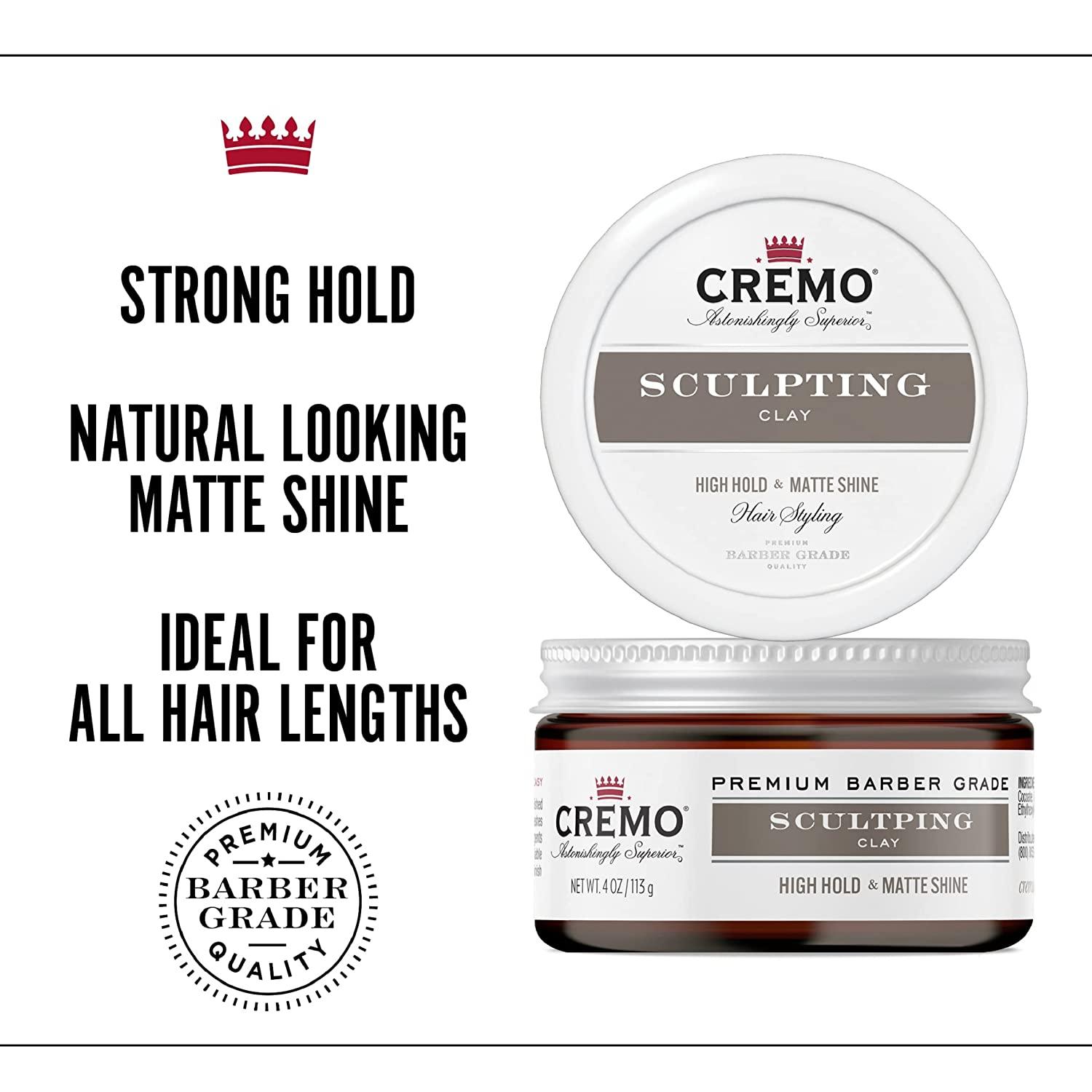 Cremo Premium Barber Grade Hair Styling Sculpting Clay, High Hold