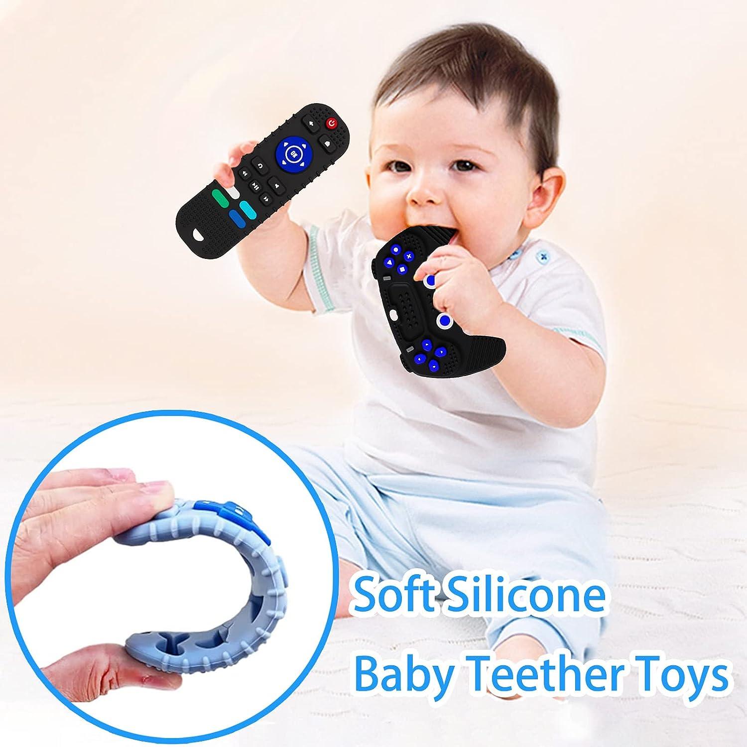 2pcs Silicone Teething Toys for Babies 6-12 Months Remote