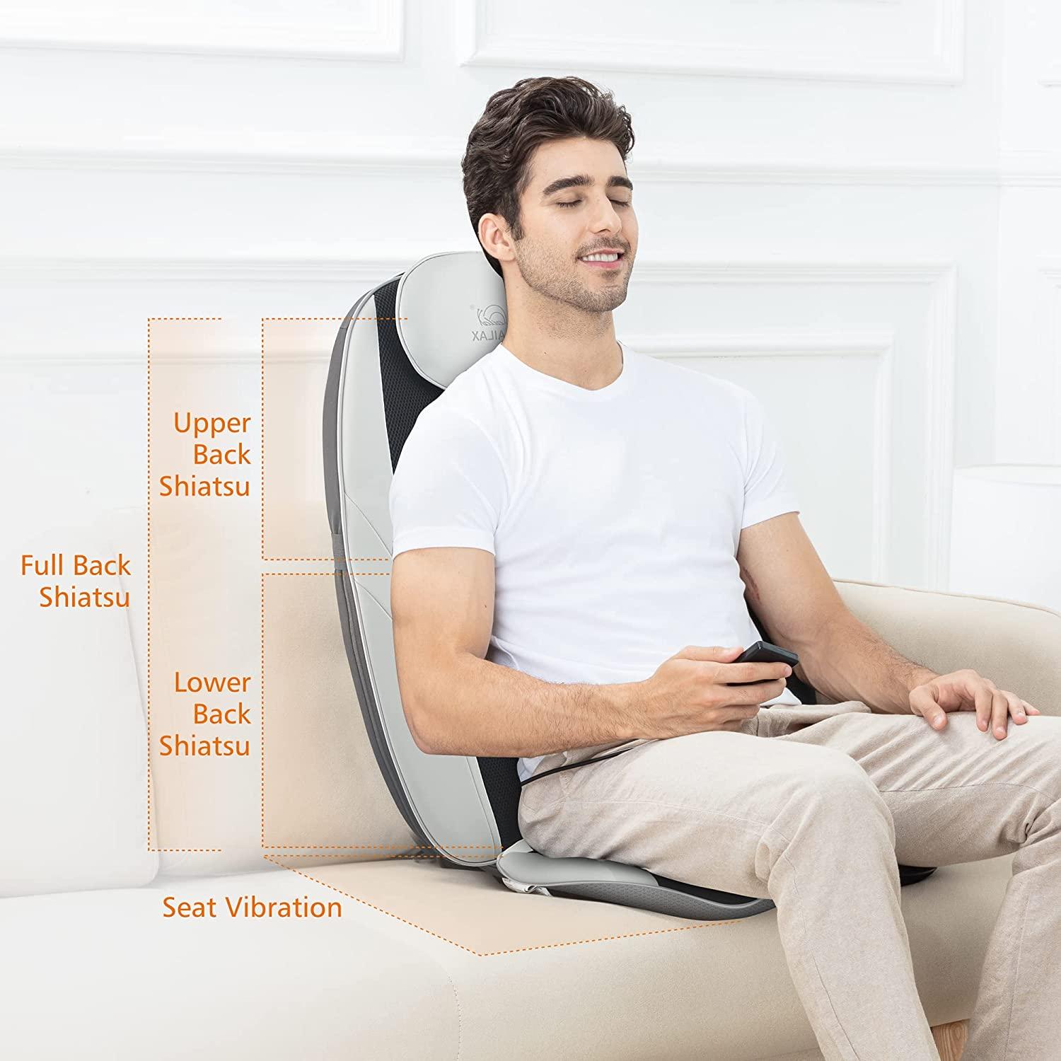 Snailax Back Massager with Heat, Shiatsu Chair Massager, Full Body Massage  Chair Pad, Adjustable Intensity Seat Cushion Massager 