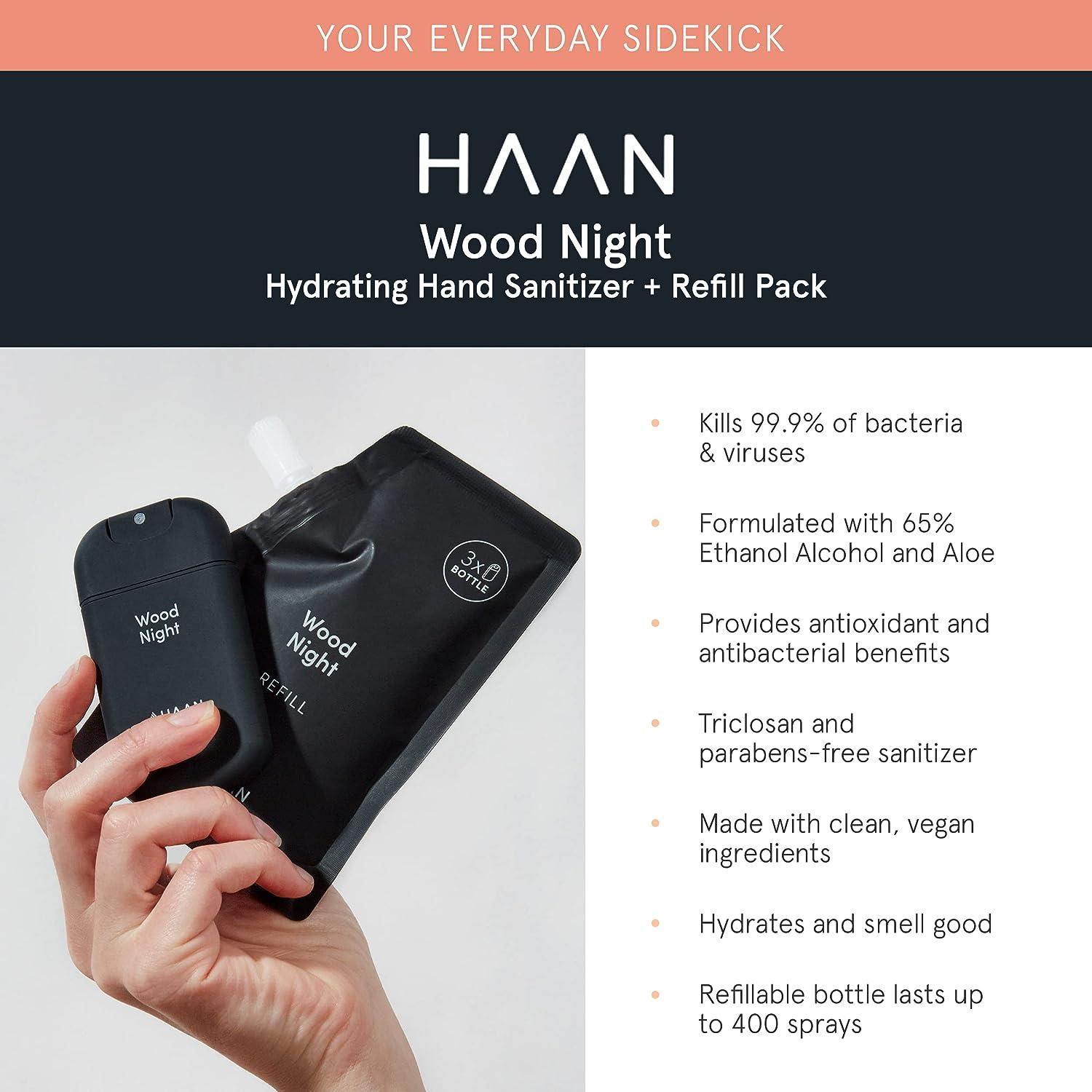 HAAN Hydrating Hand Sanitizer with Aloe Vera - Wood Night Cedarwood ...
