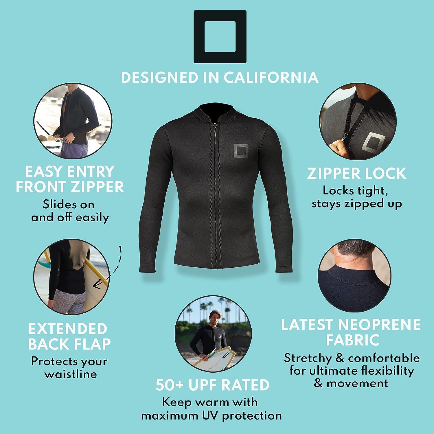 Surf Squared Mens Wetsuit Top Jacket 2mm or 3mm Neoprene Long Sleeve
