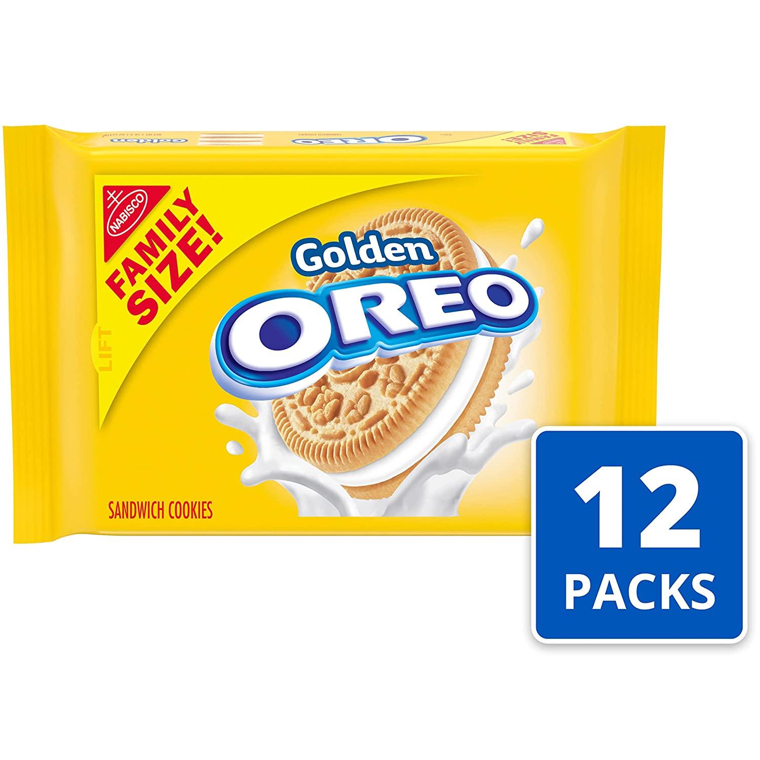 OREO Golden Sandwich Cookies Family Size 19.1 oz Pack of 12