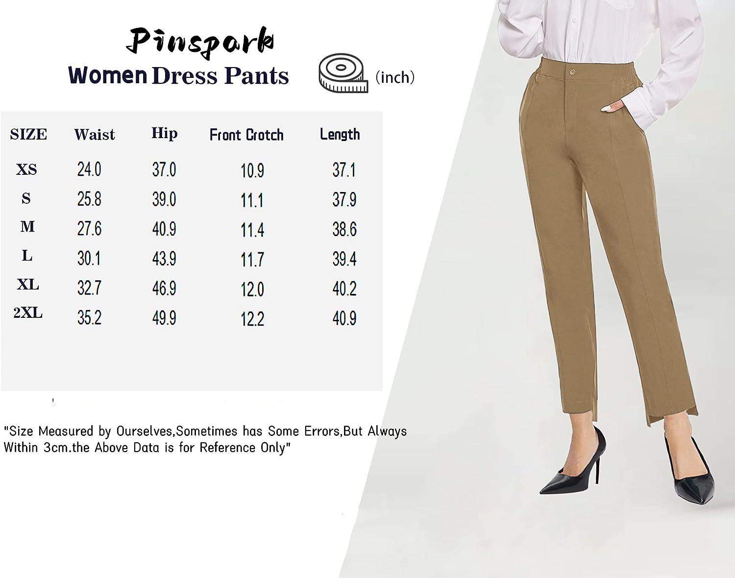 Women's Stretchy Dress Pants with 4 Pockets Pull-on Straight Leg Slacks  Plus Size for Work Business Casual