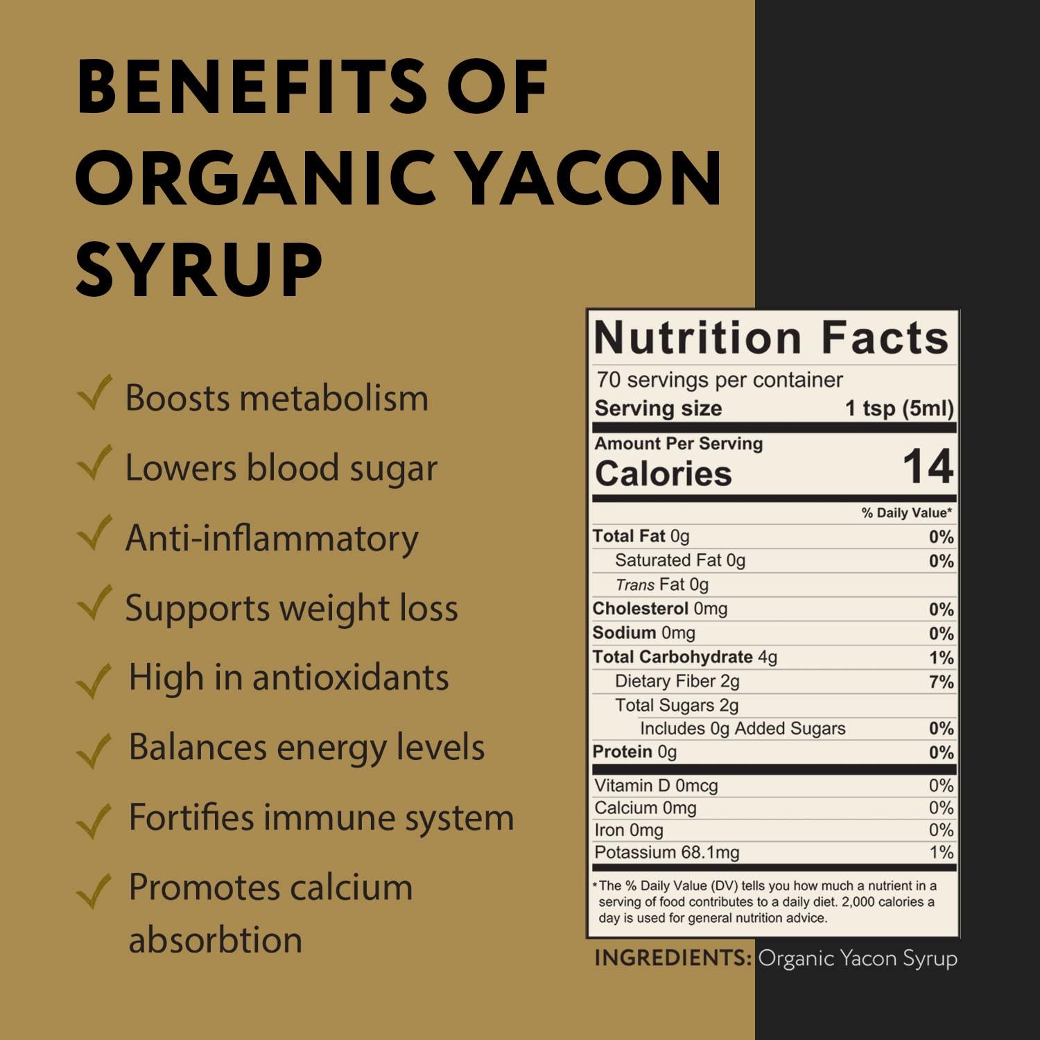 Organic Yacon Syrup by Ganic Food Low Calorie, Natural Sweetener Rich