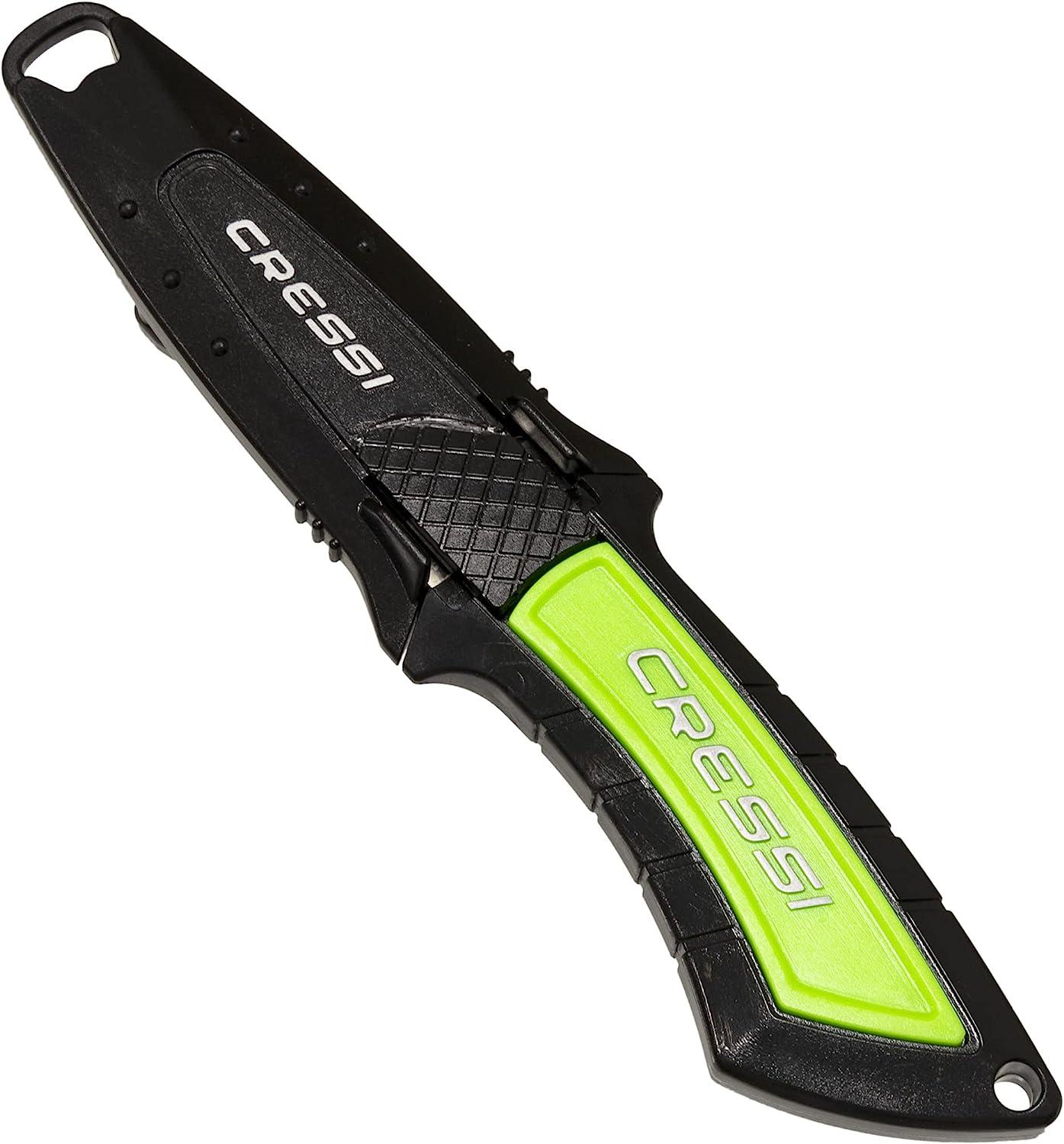 Cressi Short Blade Knife for Scuba Diving and Spearfishing with QuickRelease Sheath & Hose