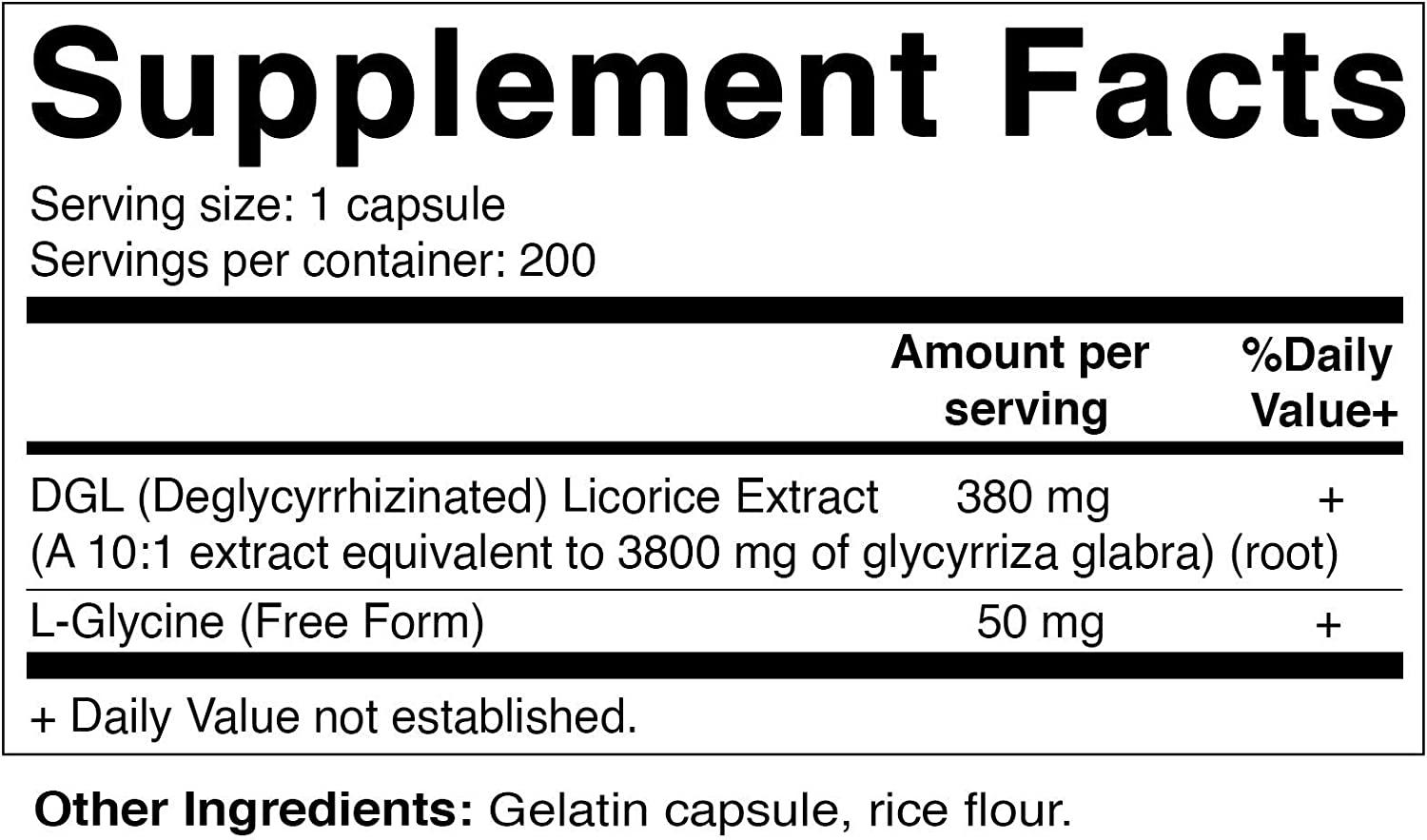 Vitamatic DGL Licorice 101 Extract 380mg 200 Capsules Supports