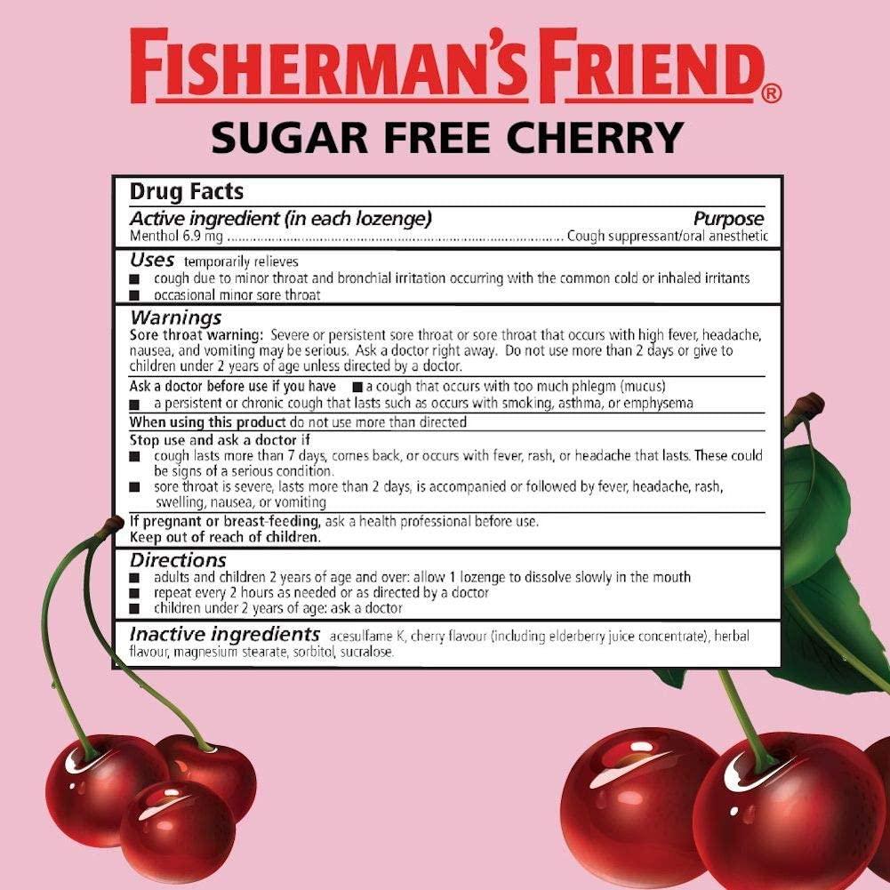 Fisherman's Friend Sugar Free Cherry Menthol Cough Drops 40 Count