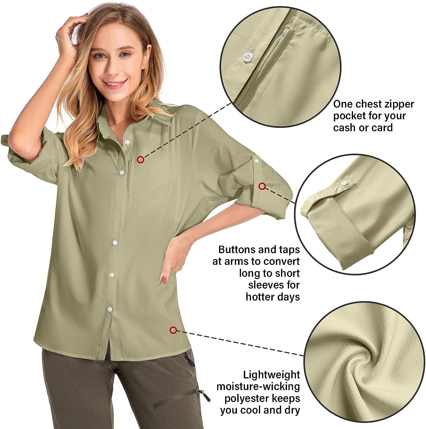 Women's Long Sleeve Safari Clothes UPF 50+ Hiking Fishing Shirts,Sun  Protection