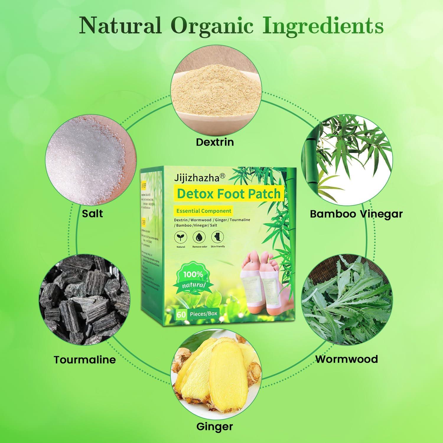 60pcs Organic Bamboo Vinegar Detox Foot Patches | Natural Ingredients |  Improve Sleep | Easy to Use | Includes Extra Socks | Buy Now with Express  International Delivery | GoSupps.com