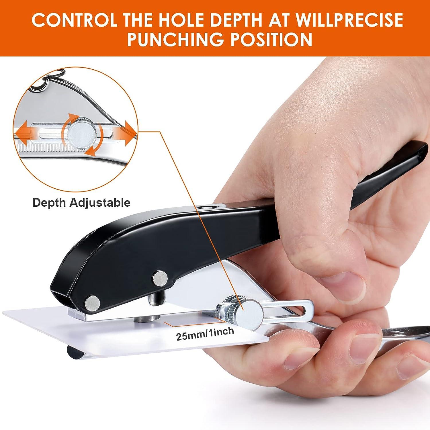 Single Hole Punch 8/10mm Heavy Duty Hole Puncher Portable Hole Edge Banding  Punching Plier with Limiter for Paper Cards