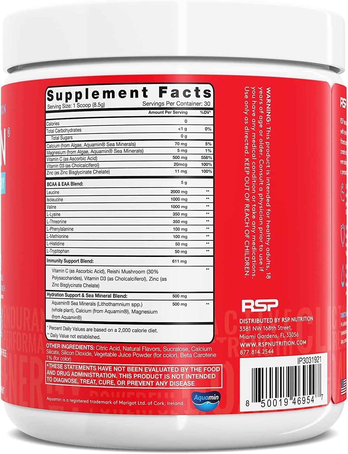 RSP AminoLean Recovery Post Workout BCAAs Amino Acids Supplement