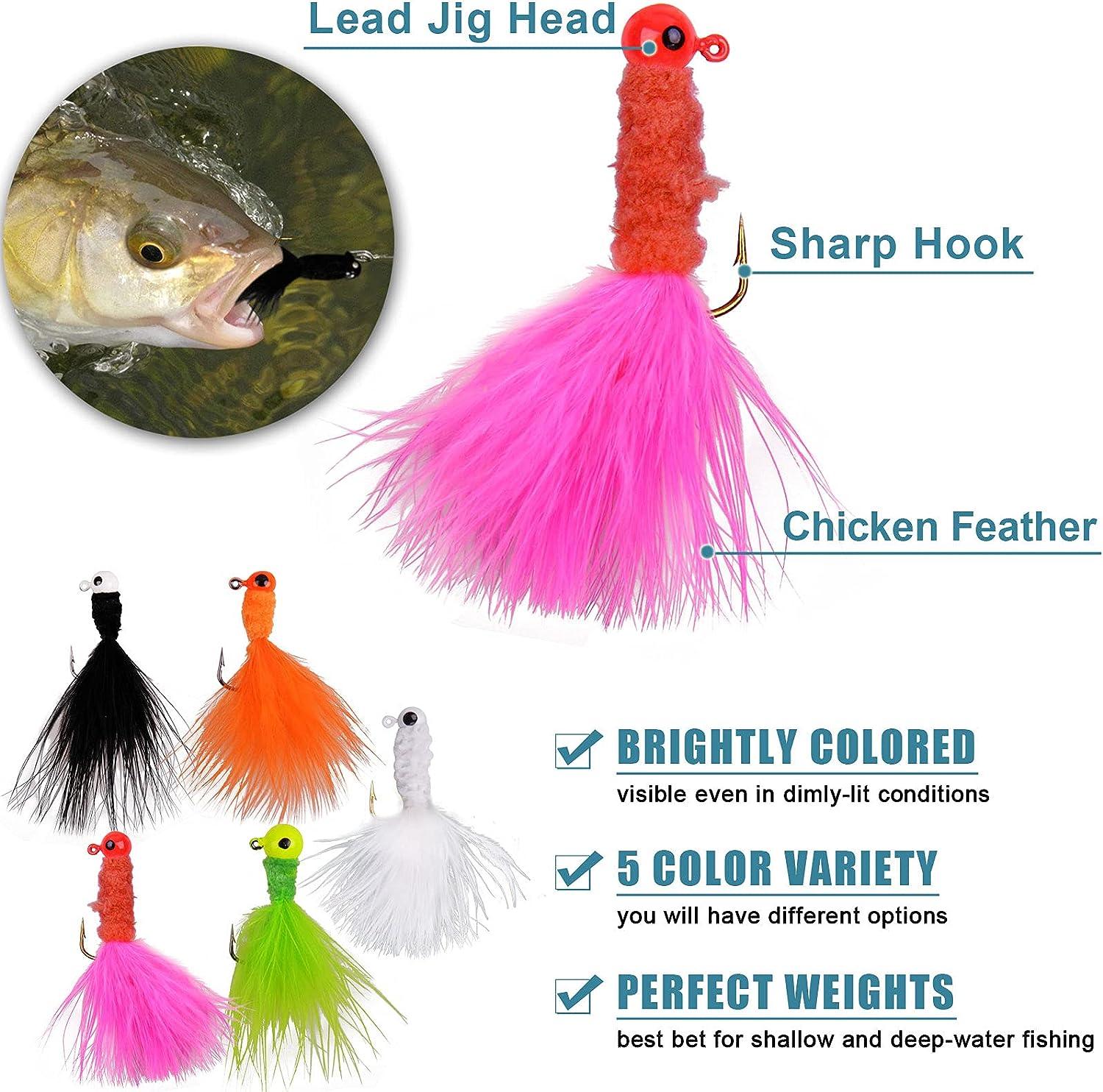 Fishing Crappie Jig Heads 20pcs Marabou Feather Jig Head Hooks