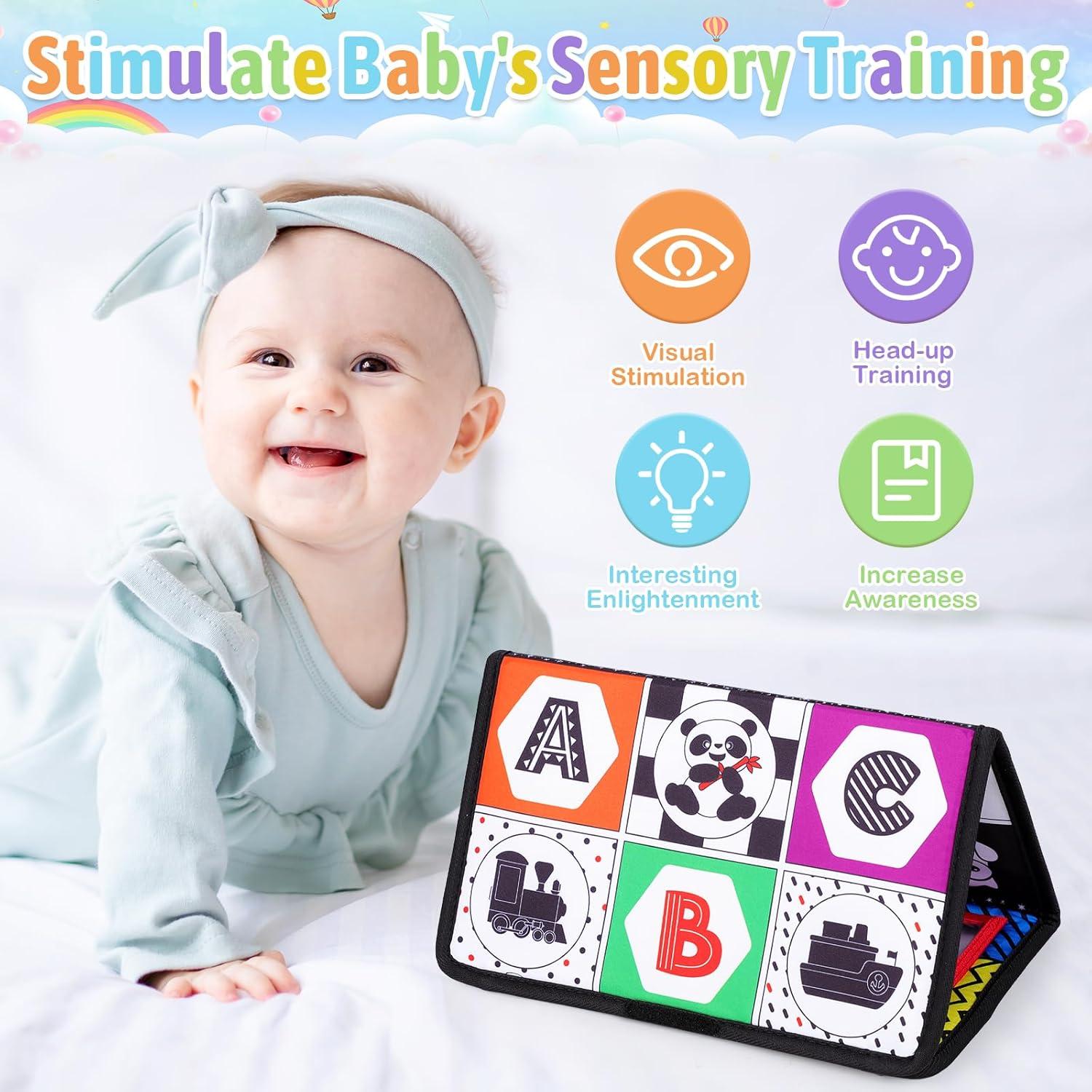 Wolepaz Tummy Time Mirror Toys, High Contrast Baby Sensory Toys 0 6 Months Flip Mirror Newborn Developmental Activity Montessori Toys For Infants Girls Boys 0 6 Monthsanimal