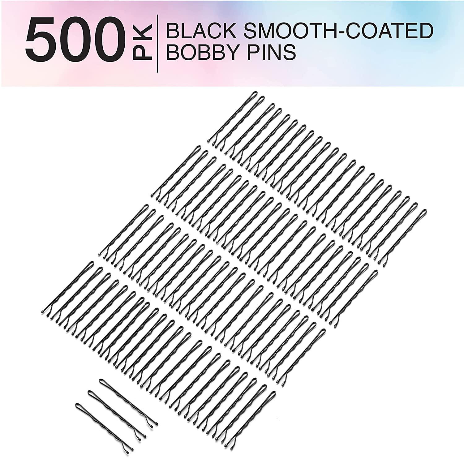 Conair Bobby Hair Pins, Black Bobby Pins in Storage Tub, 500 Count(Pack