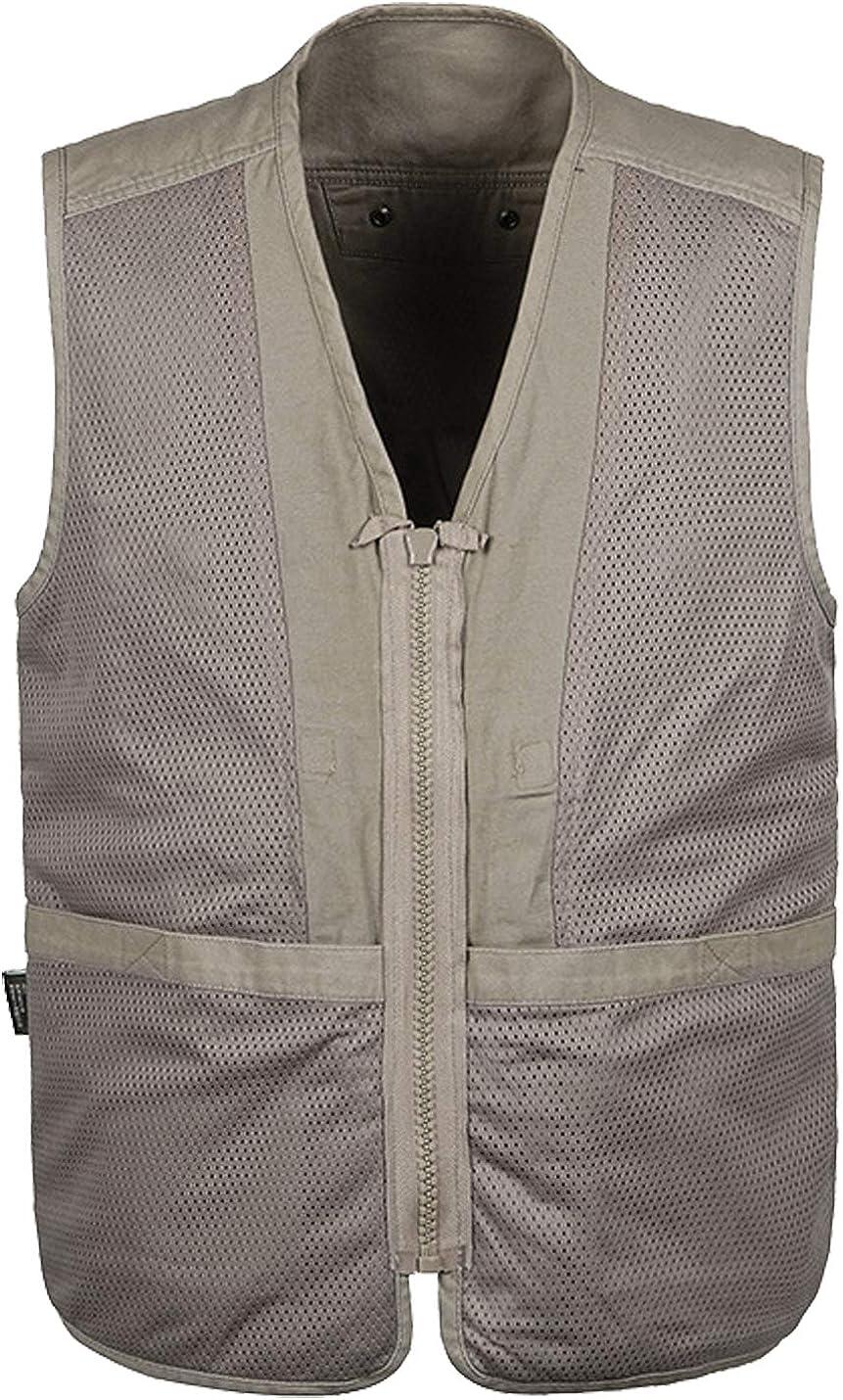 Flygo Mens Casual Outdoor Work Utility Safari Fishing Travel Vest with  Pockets Large Light Green
