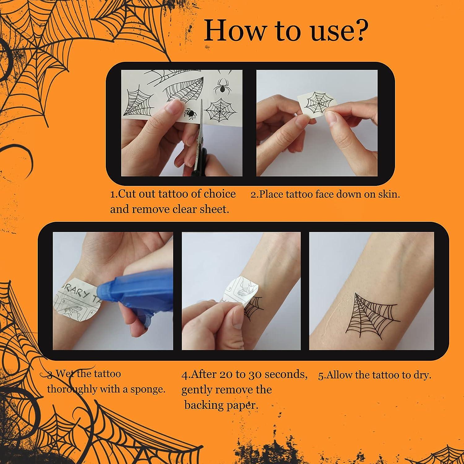 Halloween Spider  Temporary Tattoos Kit Waterproof Body and Face