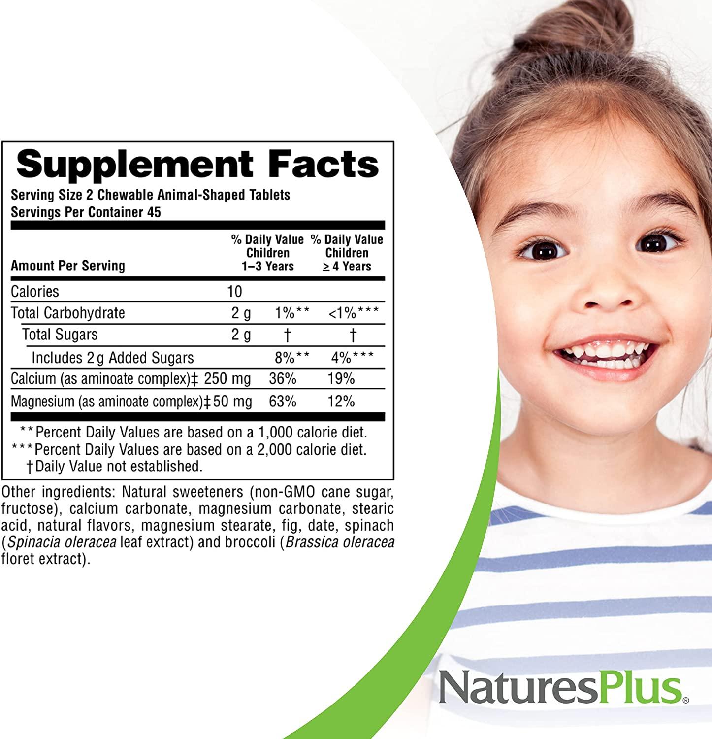 Nature's Plus Source of Life Animal Parade Calcium Children's Chewable  Supplement Natural Vanilla Sundae Flavor 90 Animal-Shaped Tablets