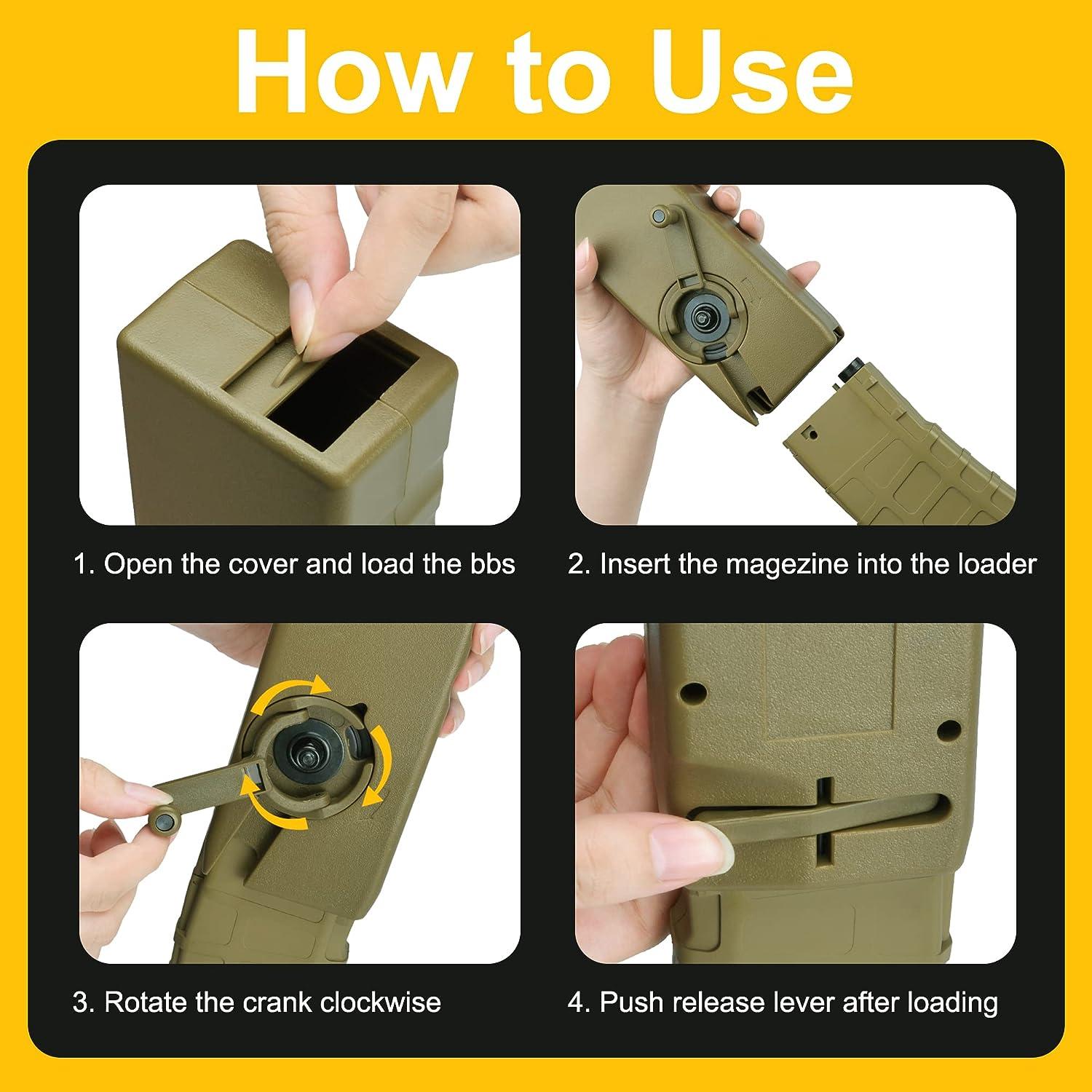 ActionUnion Airsoft Tactical Speed Loader for Hand Crank Magazine Quick Loader 1000 Rounds (Tan)