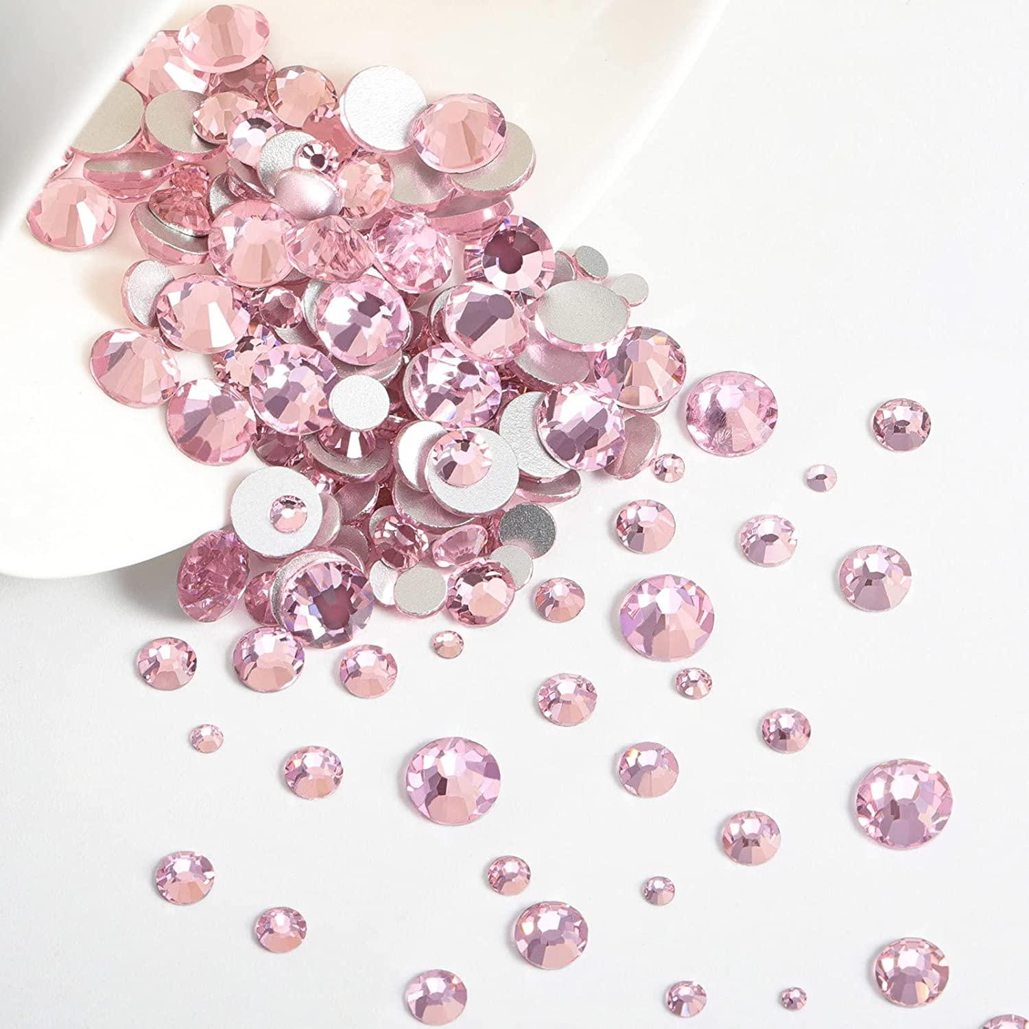 Beadsland 1440 Pieces Flat Back Crystal Rhinestones Round Gems,Light Pink  AB,SS20,4.6-4.8mm