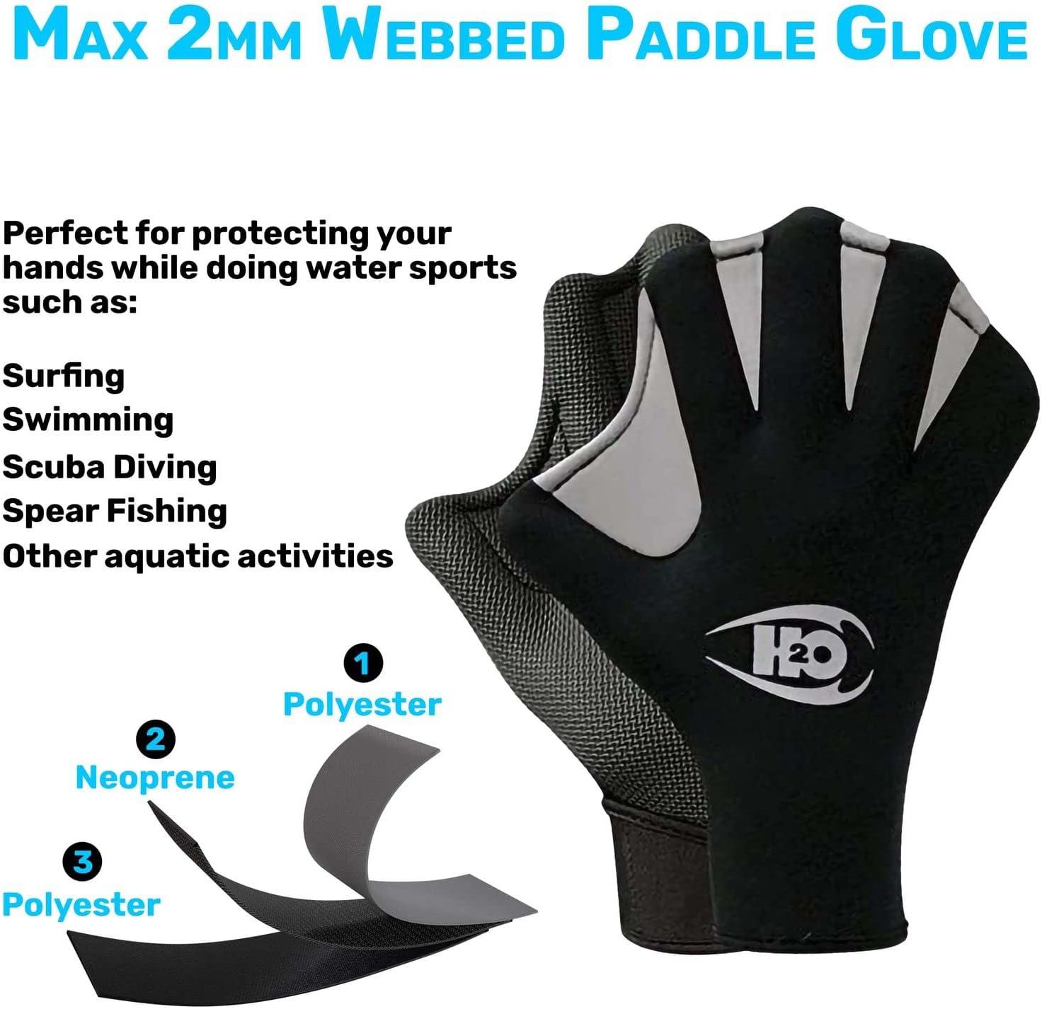 H2ODYSSEY Paddle Gloves - Webbed Gloves with Velcro Strap