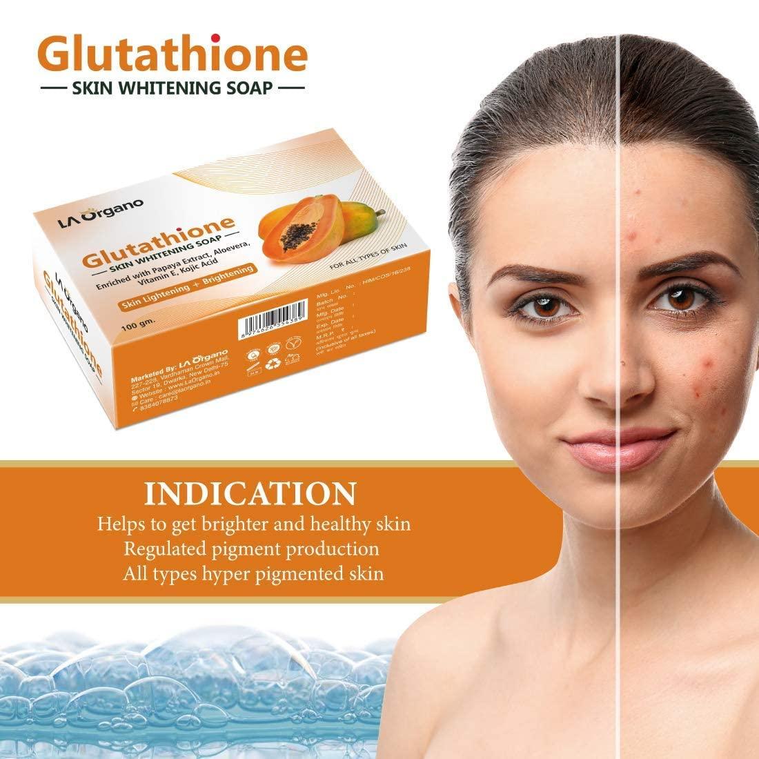 la organo glutathione skin whitening soap CROW LA Organo Glutathione Papaya Skin Whitening Soap - Vitamin E & C -  Dark Spot & Dead Skin Cell Removal - 100g