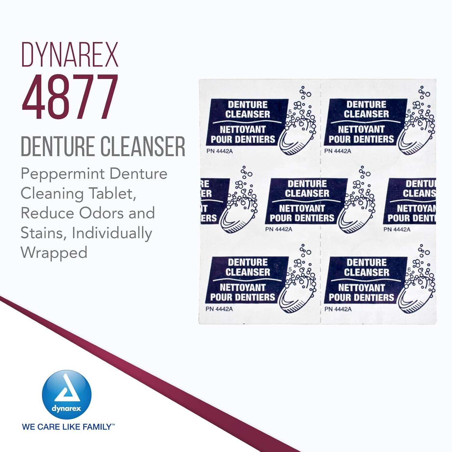 Dynarex Denture Cleanser Tablets Peppermint Odor & Stain Removal 40