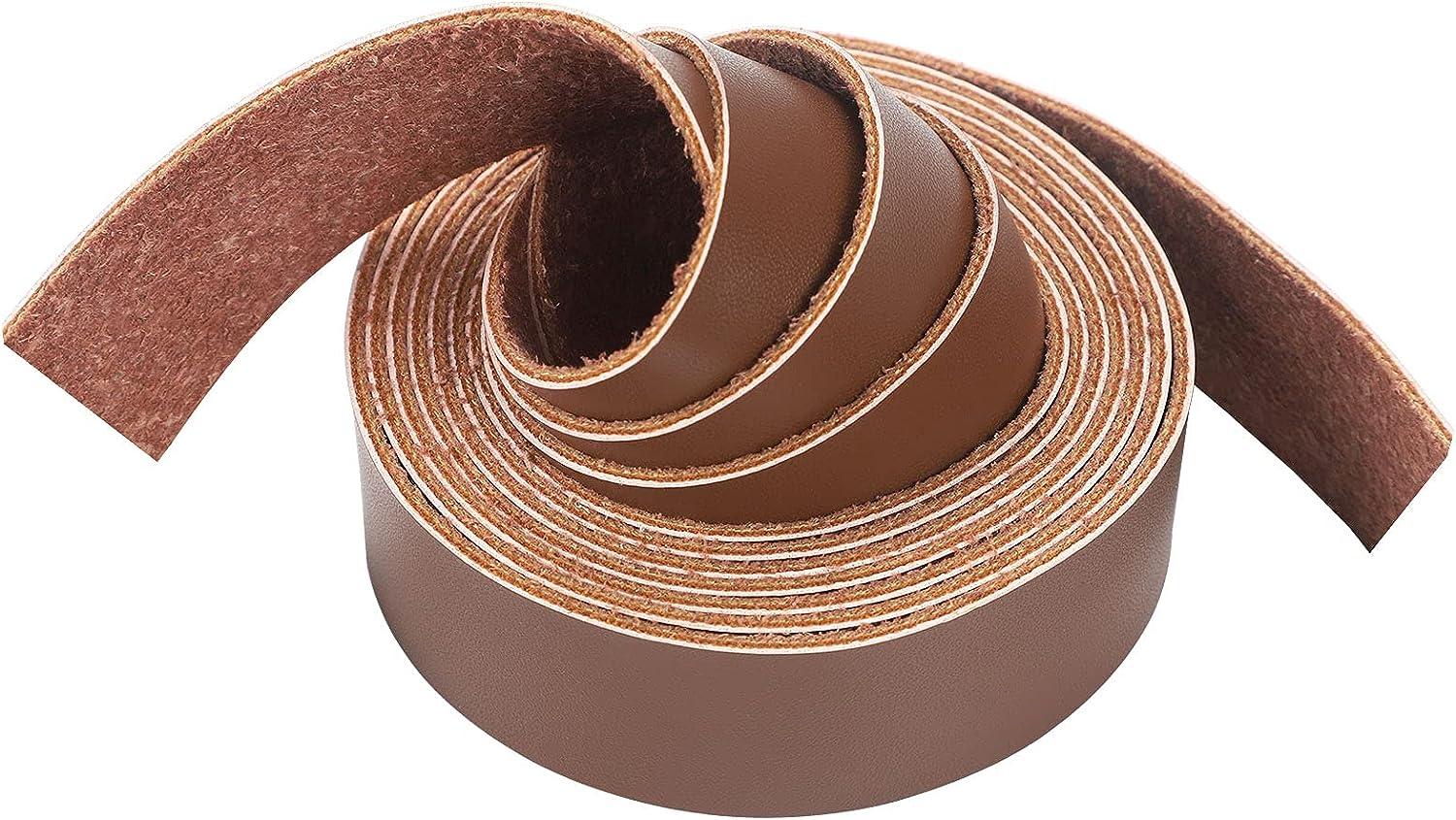 CDY Brown Leather Strap 90 Inches Long 1 inch Wide, Leather Belt Strips Very Suitable for DIY Craft Projects, Pet Collars, Traction Ropes,Belts
