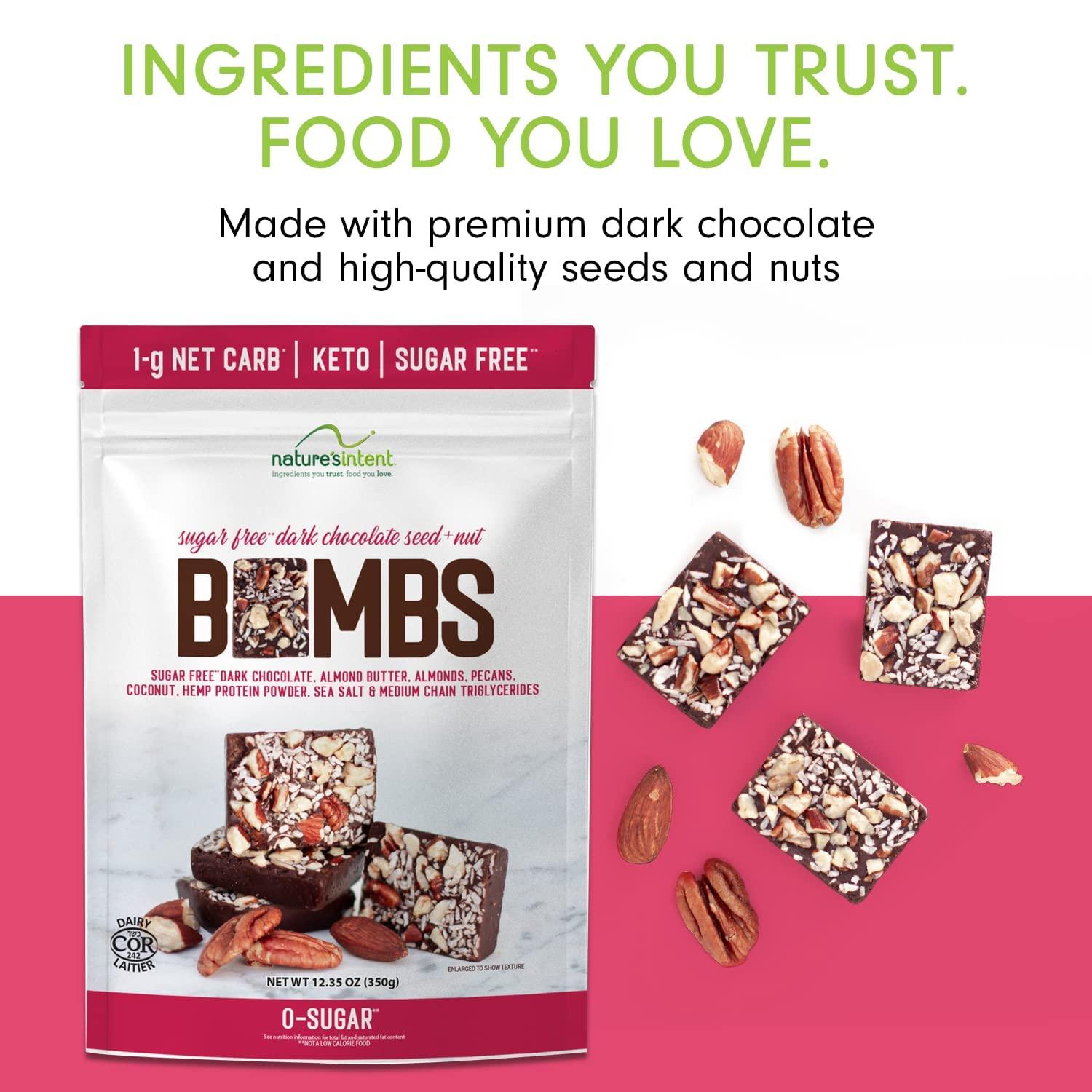 Nature's Intent Keto Chocolate and Nut Bombs SugarFree Dark Chocolate