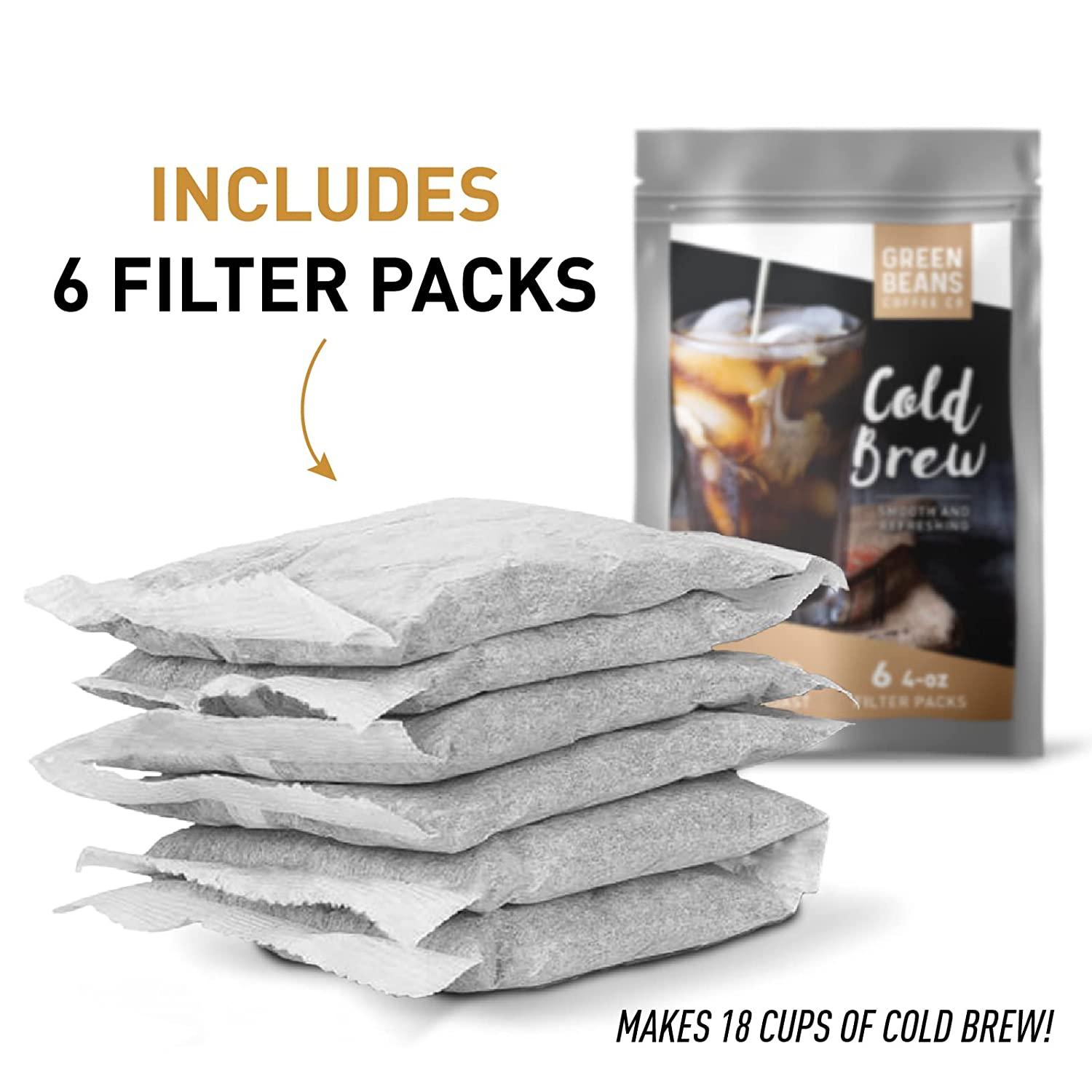 Green Beans Coffee Cold Brew Pitcher Packs Brew at Home, Makes 18 Cups