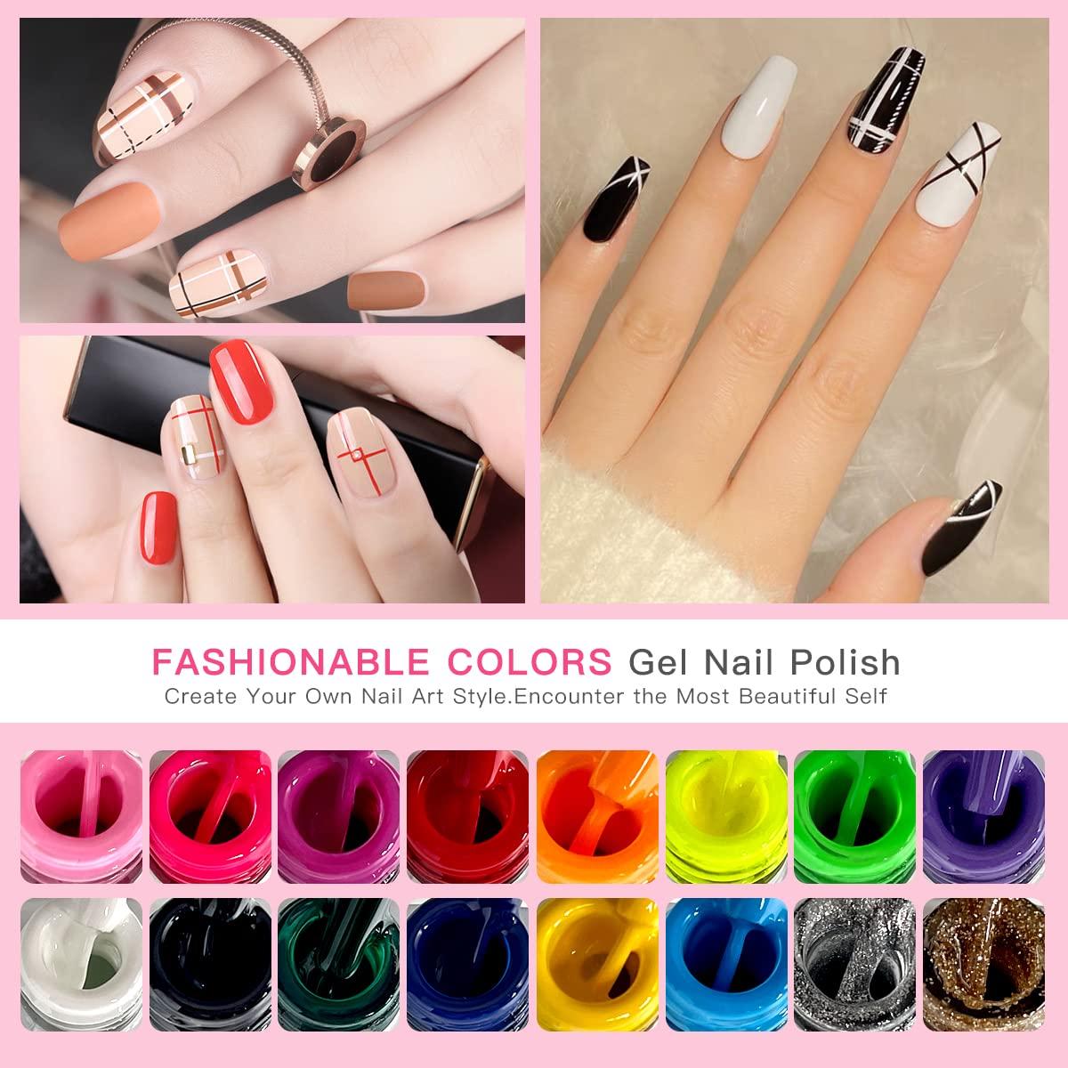 Techsliker Gel Nail Art Polish Set - 16 Long-Lasting Chip Resistant