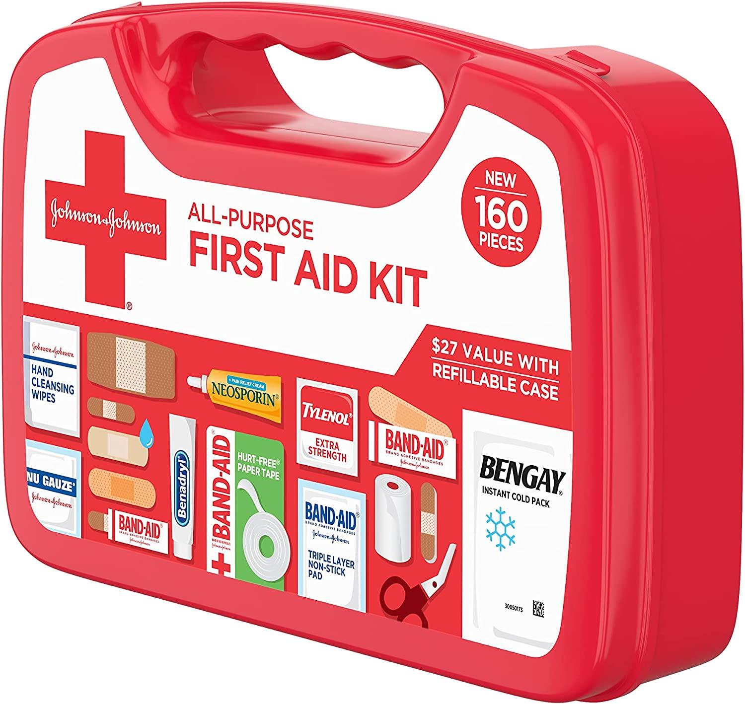 Johnson & Johnson AllPurpose Portable Compact Emergency First Aid Kit